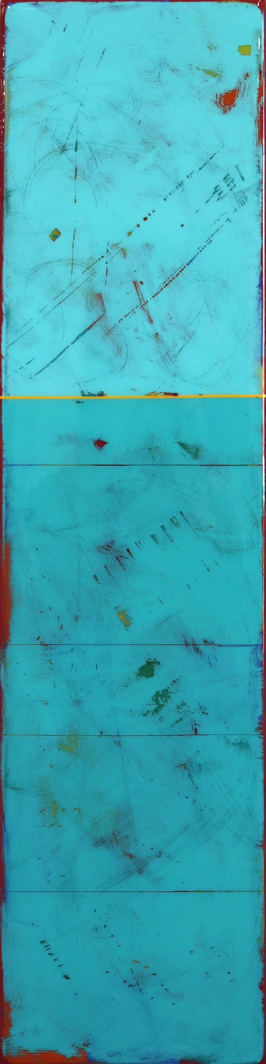 Tache solaire 80  - The Moderns Acrylic Two Tone Aqua Blue Resin Artwork (œuvre d'art moderne en résine acrylique bicolore bleu aquatique)
