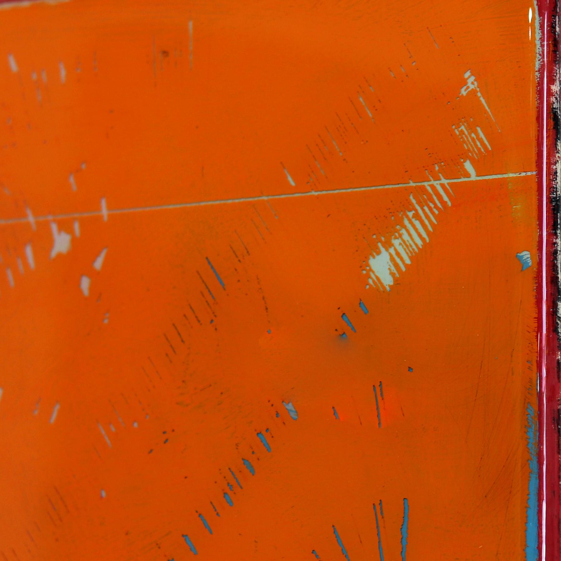 Sunspot 88 - Tall Modern Acrylic Two Tone Orange Resin Artwork For Sale 1