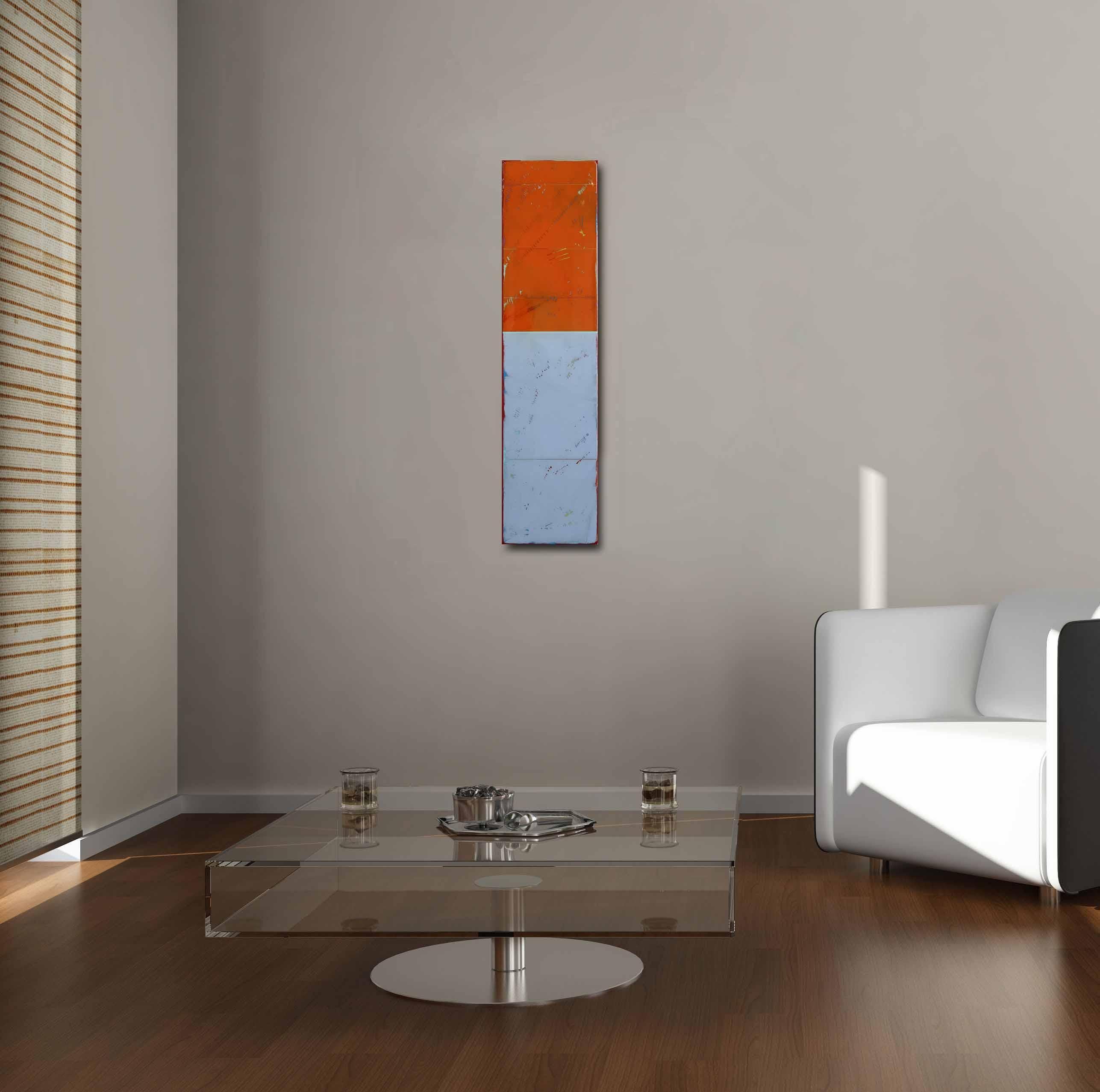 Sunspot 88 - Tall Modern Acrylic Two Tone Orange Resin Artwork For Sale 2