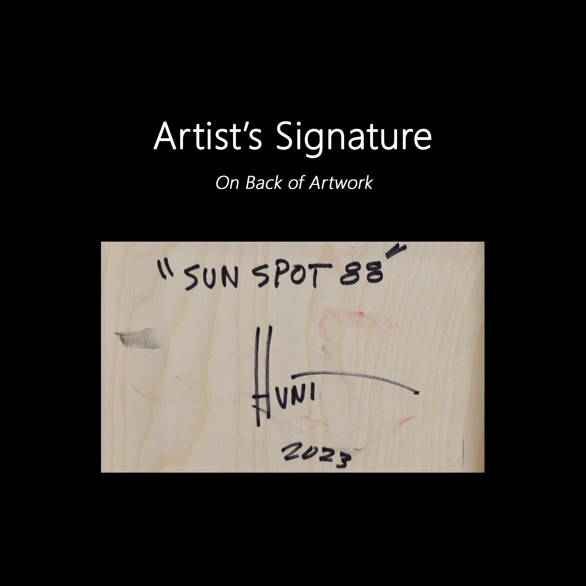 Sunspot 88 - Tall Modern Acrylic Two Tone Orange Resin Artwork For Sale 5