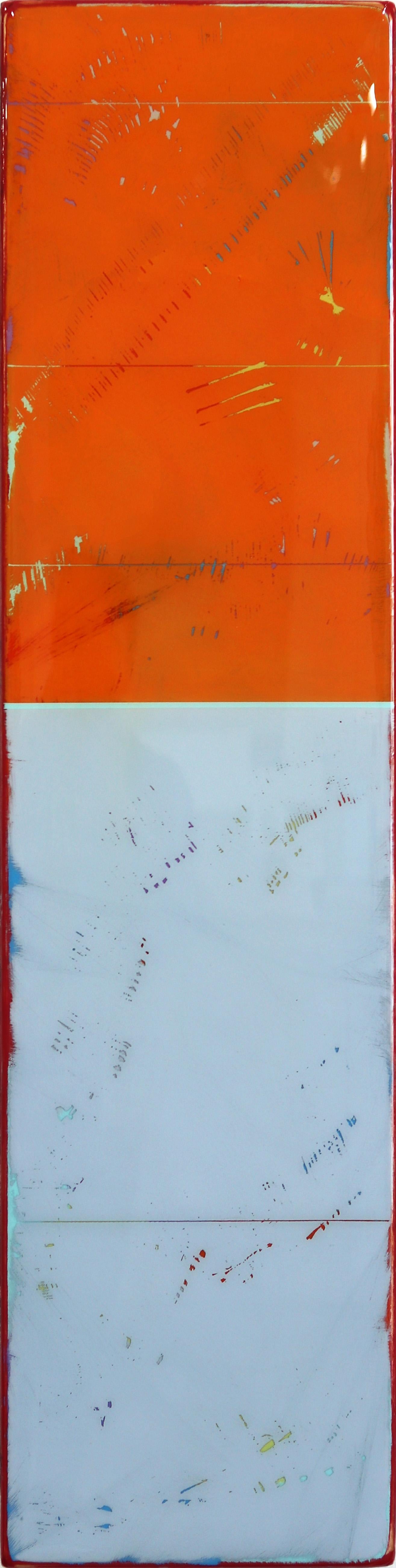 Ricky Hunt Abstract Painting - Sunspot 88 - Tall Modern Acrylic Two Tone Orange Resin Artwork