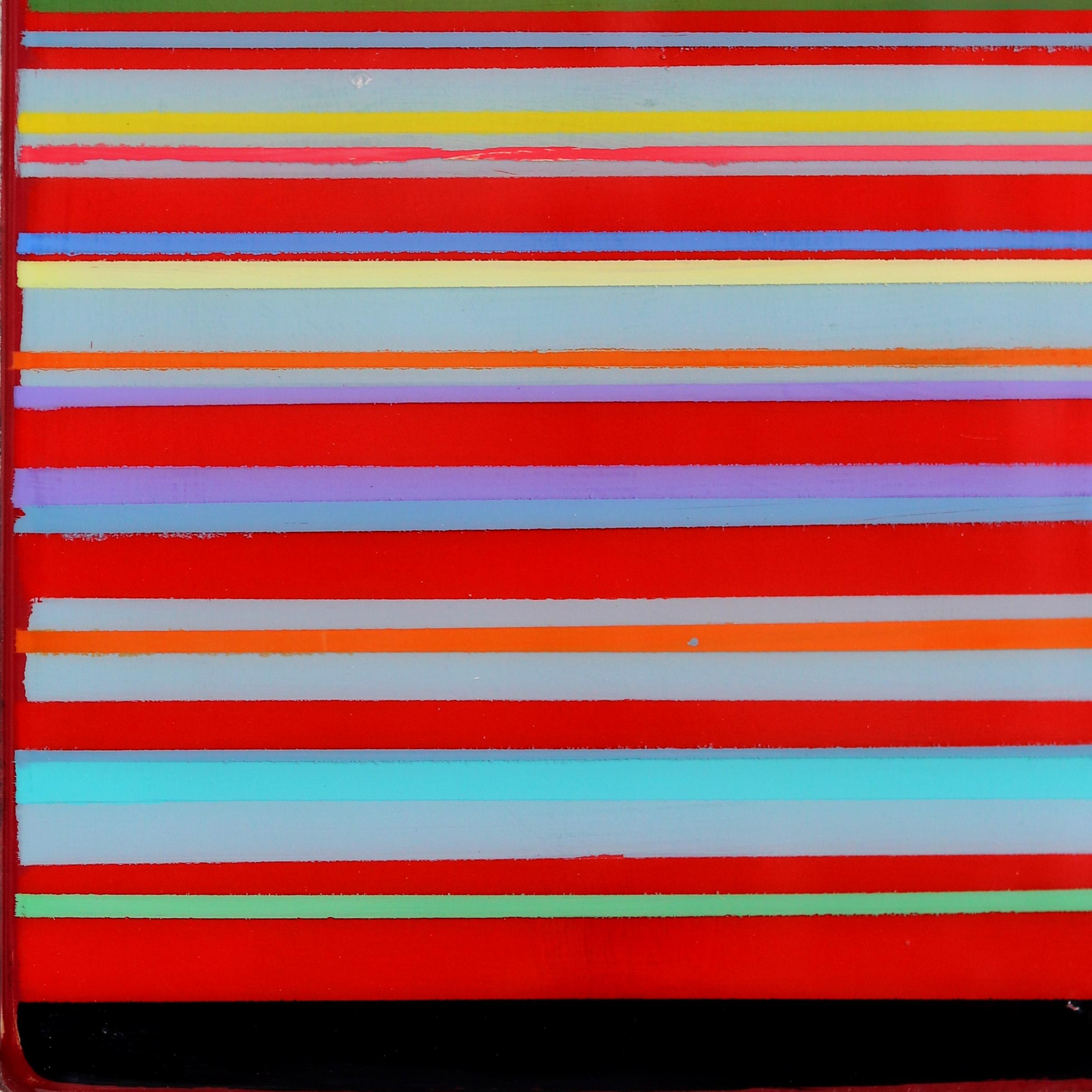 Sunspot 93  -  Modern Minimalist Colorful Stripes Tall Abstract Resin Artwork 5