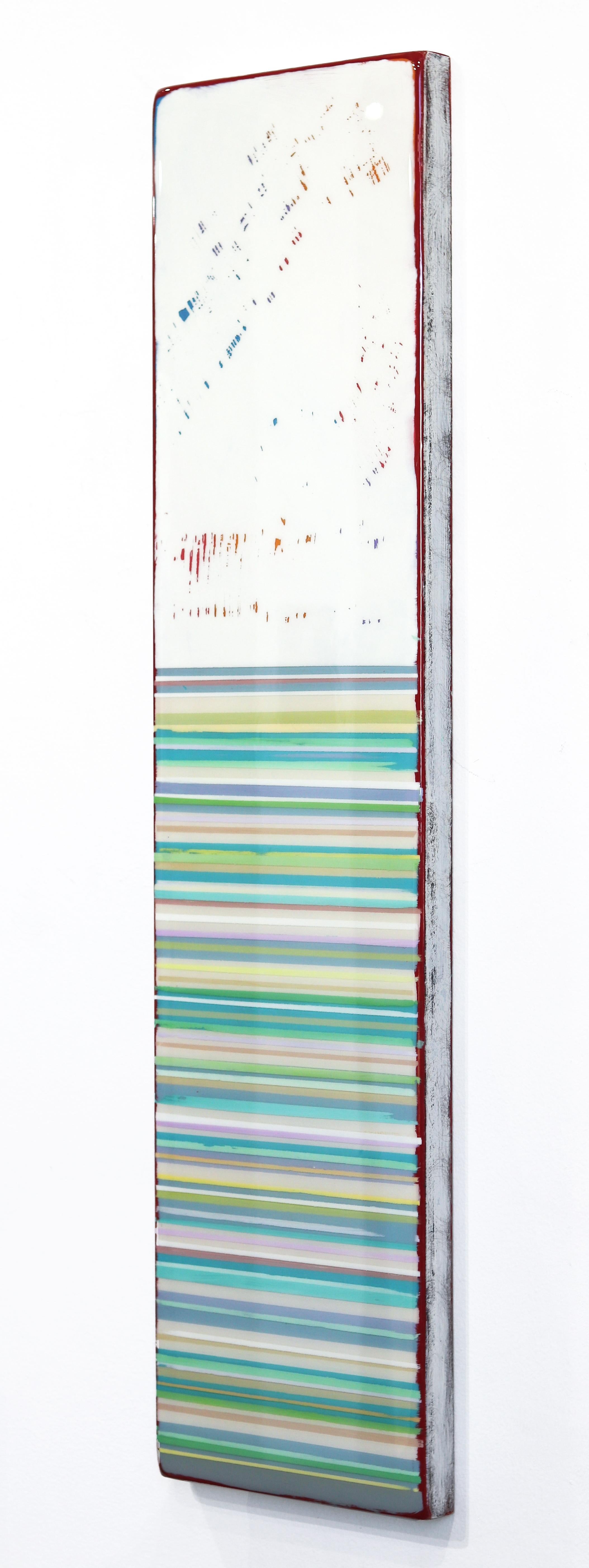 Sunspot 94  -  Modern Minimalist Colorful Stripes Tall Abstract Resin Artwork For Sale 2