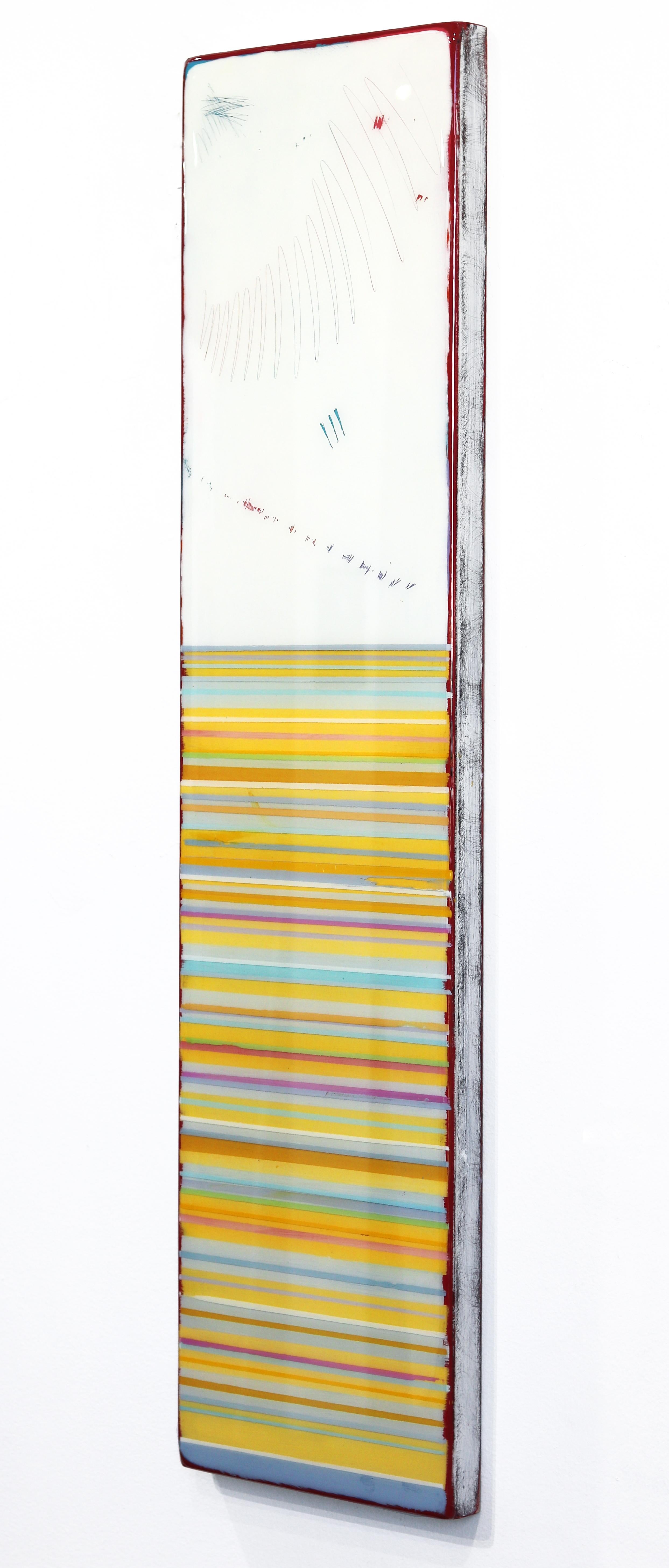 Sunspot 95  -  Modern Minimalist Colorful Stripes Tall Abstract Resin Artwork For Sale 1