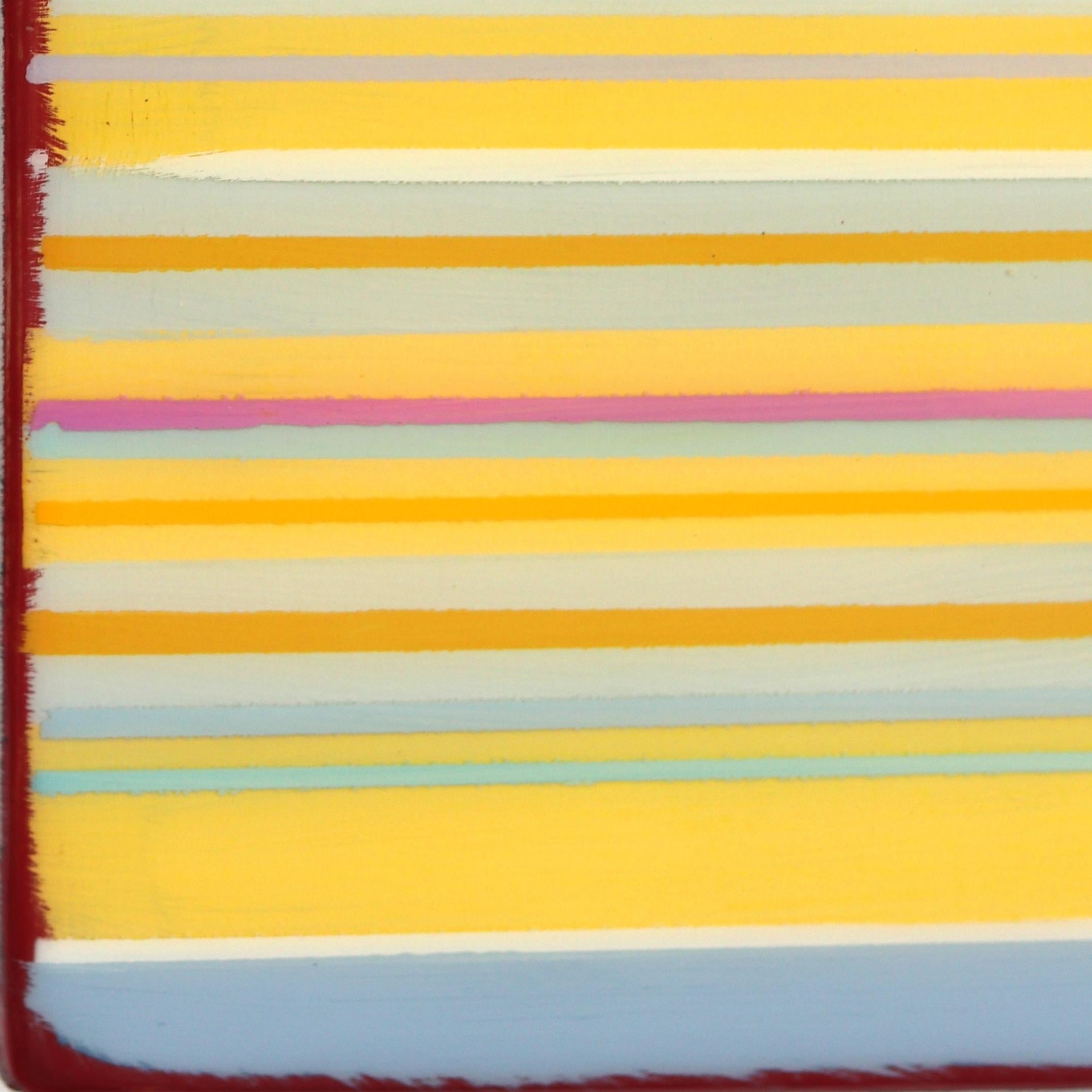 Sunspot 95  -  Modern Minimalist Colorful Stripes Tall Abstract Resin Artwork For Sale 4