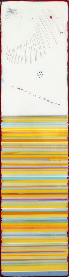 Macchia solare 95  -  Modern Minimalist Colorful Stripes Tall Abstract Resin Artwork