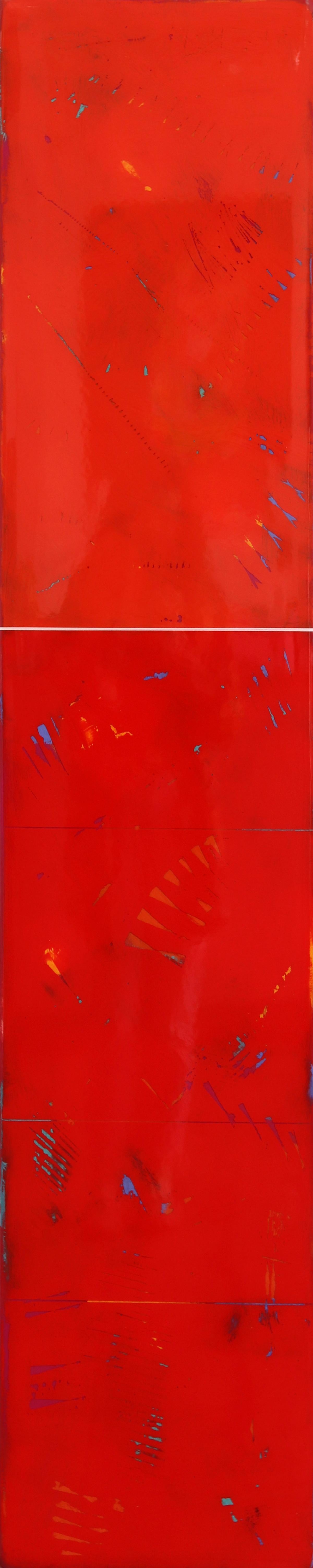 Großer Sonnenspot 12-1  -  Modernes Acryl Rot und Orange Zwei-Ton-Harz-Kunstwerk