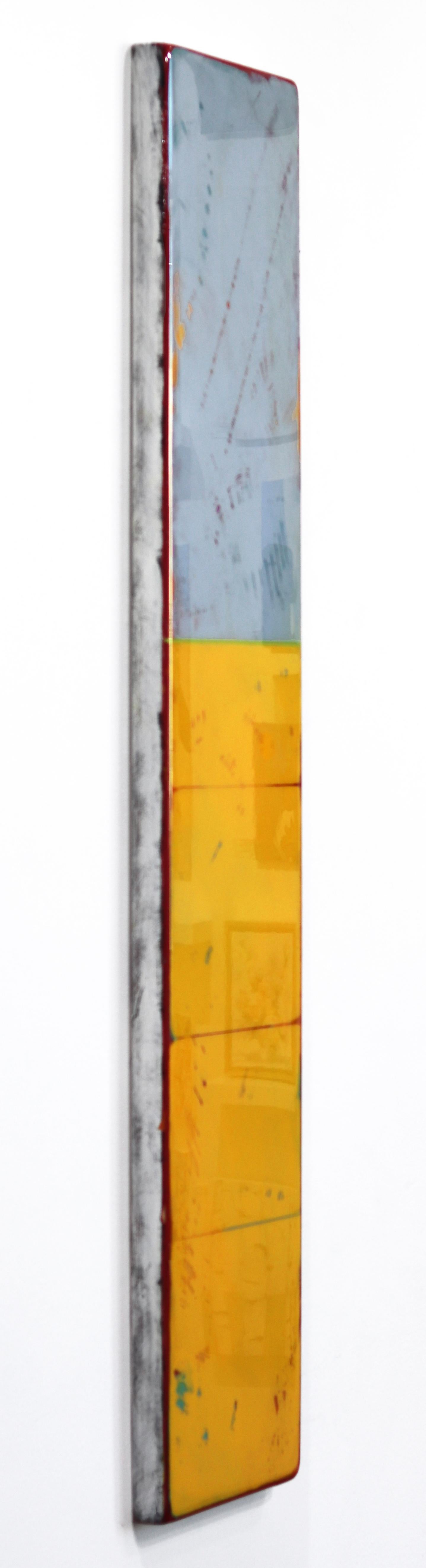 Tall Sunspot 17  -  Modern Acrylic Yellow and Gray Two Tone Resin Artwork For Sale 1