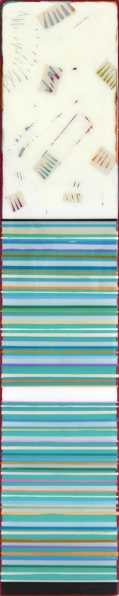 Tall Sunspot 23 - Modern Acrylic Two Tone Striped Resin Artwork