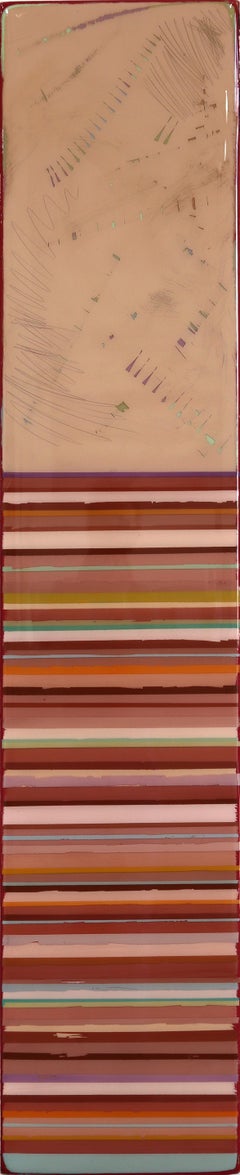 Tall Sunspot 24 - Modern Acrylic Earth Tone Striped Resin Artwork