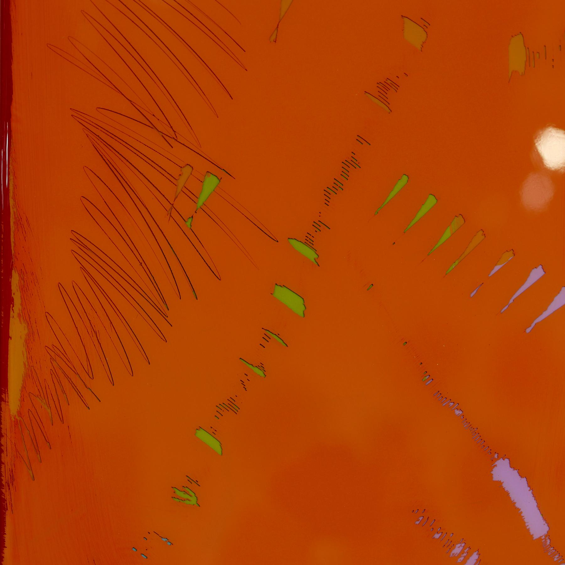 Ricky Hunt’s mixed media minimalist wall art is influenced by his tumultuous past that led to a paradigm shift in creativity and life. He covers the wood panel with layers of acrylic paint, removing some layers in the process to reveal the