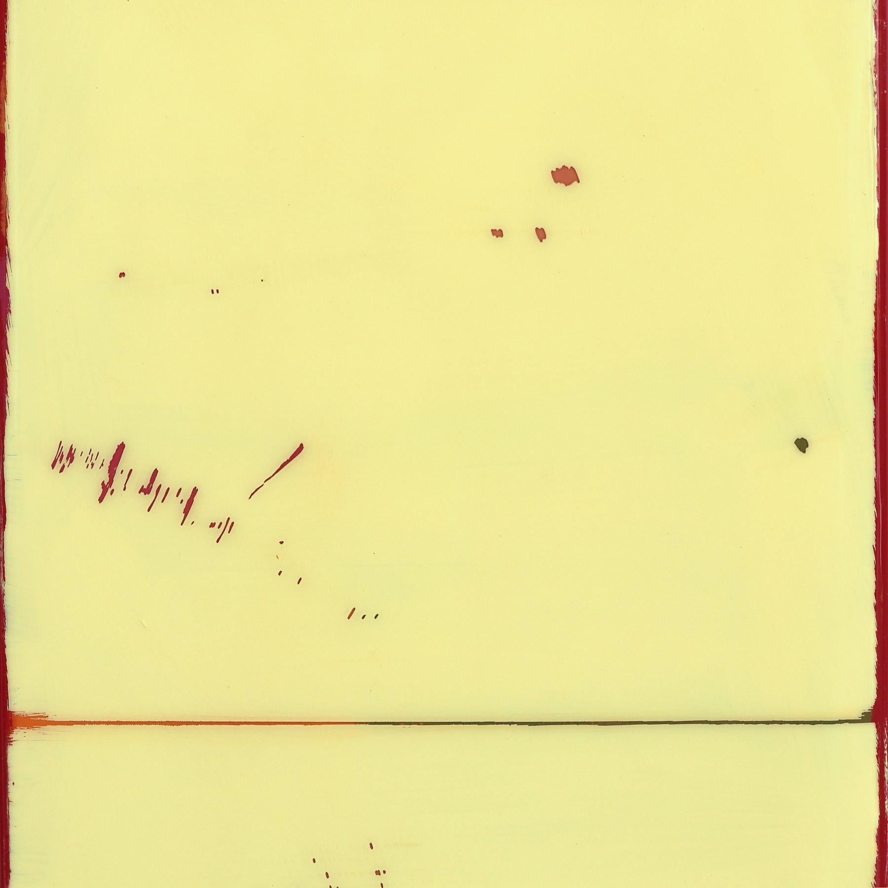 Tall Sunspot 39 - Modern Shiny Resin Minimalist Two Tone Red Yellow Abstract Art For Sale 5