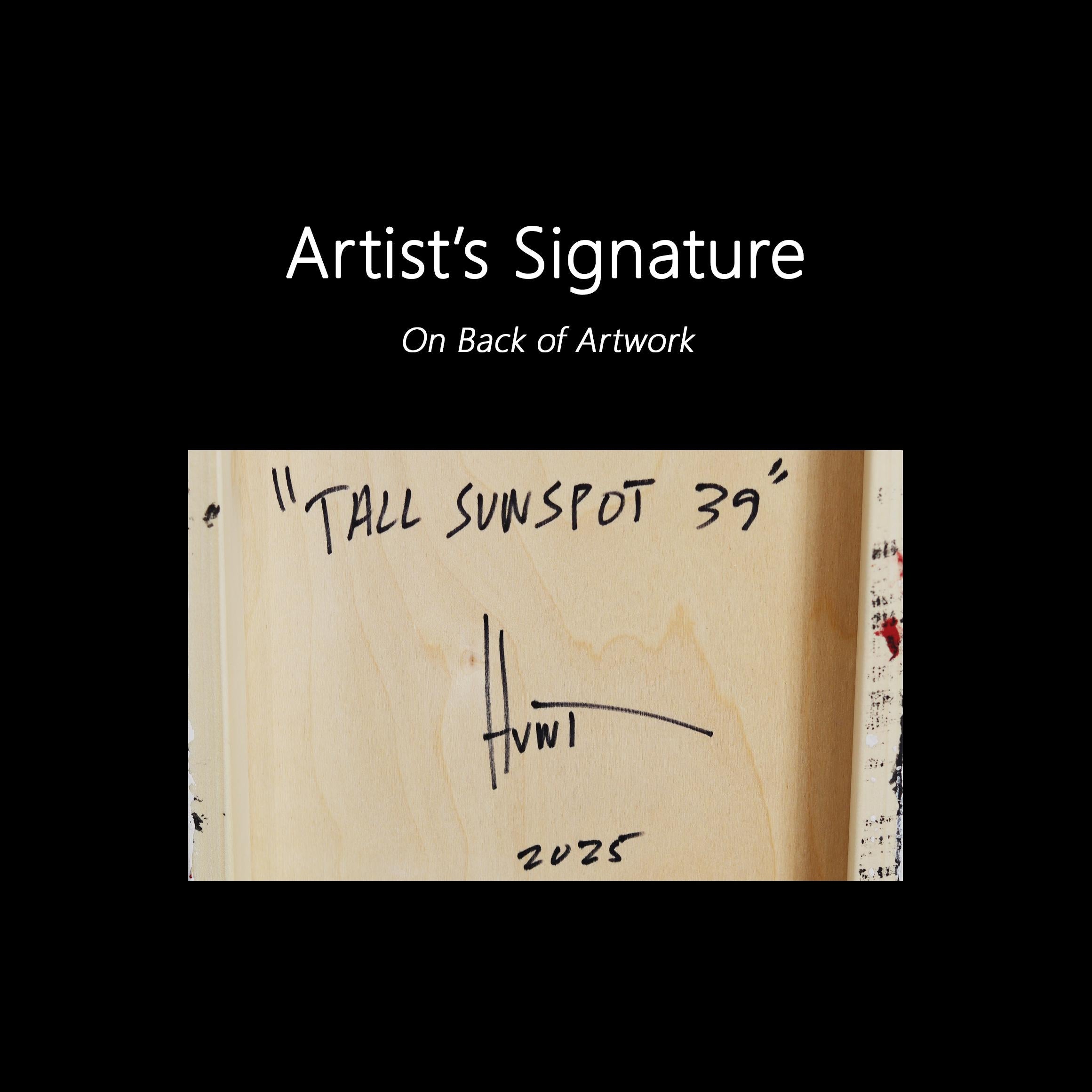 Tall Sunspot 39 - Modern Shiny Resin Minimalist Two Tone Red Yellow Abstract Art For Sale 6