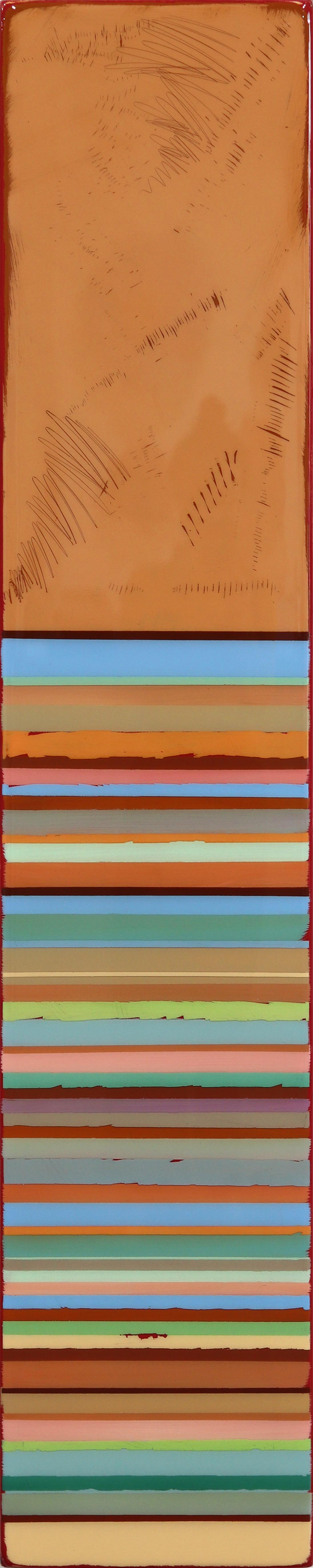 Tall Sunspot 44 - Modern Resin Minimalist Warm Tone Striped Abstract Artwork