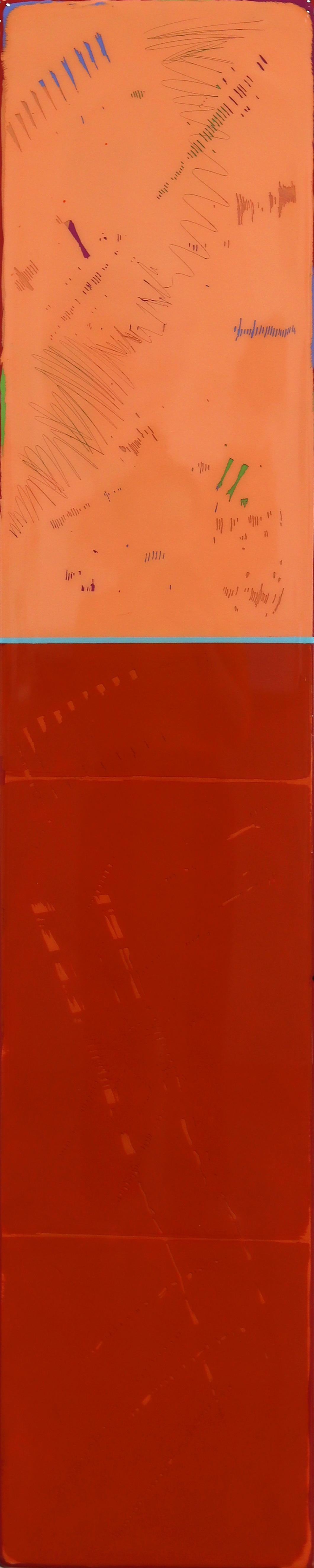 Tall Sunspot 46 - Modern Resin Minimalist Fiery Dual Tone Abstract Artwork