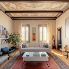 Punto di sole alto 63 - Opera d'arte astratta moderna in resina, minimalista e dai toni caldi