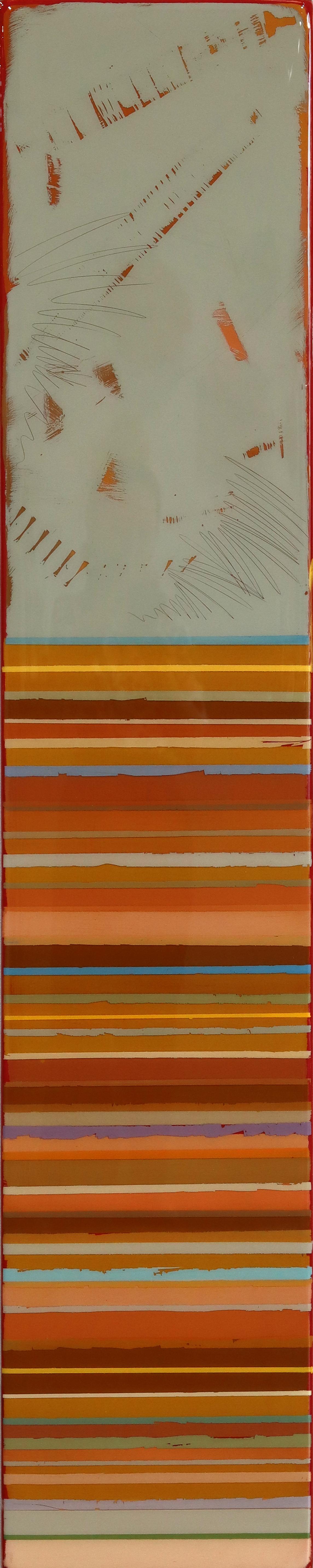 Tall Sunspot 63 - Modern Resin Minimalist Warm Tone Striped Abstract Artwork