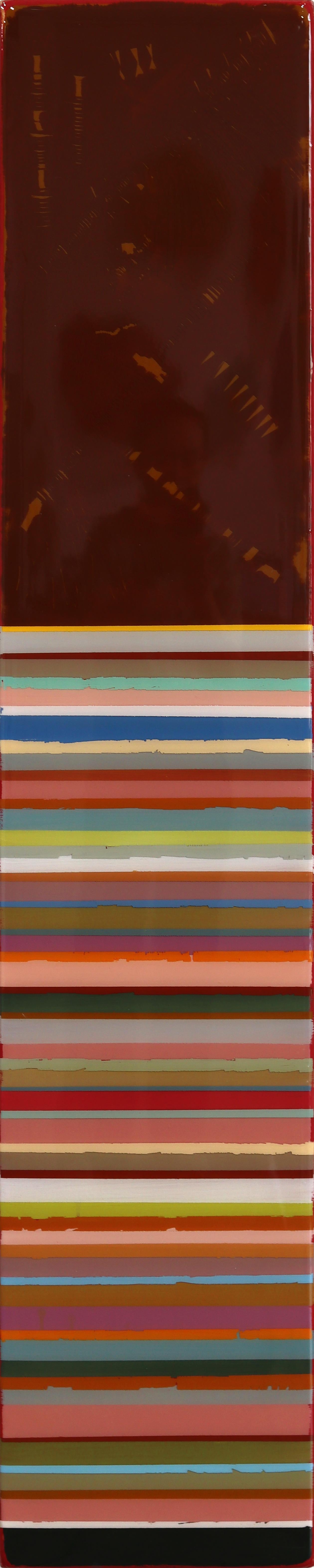 Ricky Hunt Abstract Painting - Tall Sunspot 68 - Modern Resin Minimalist Brown Tone Striped Abstract Artwork