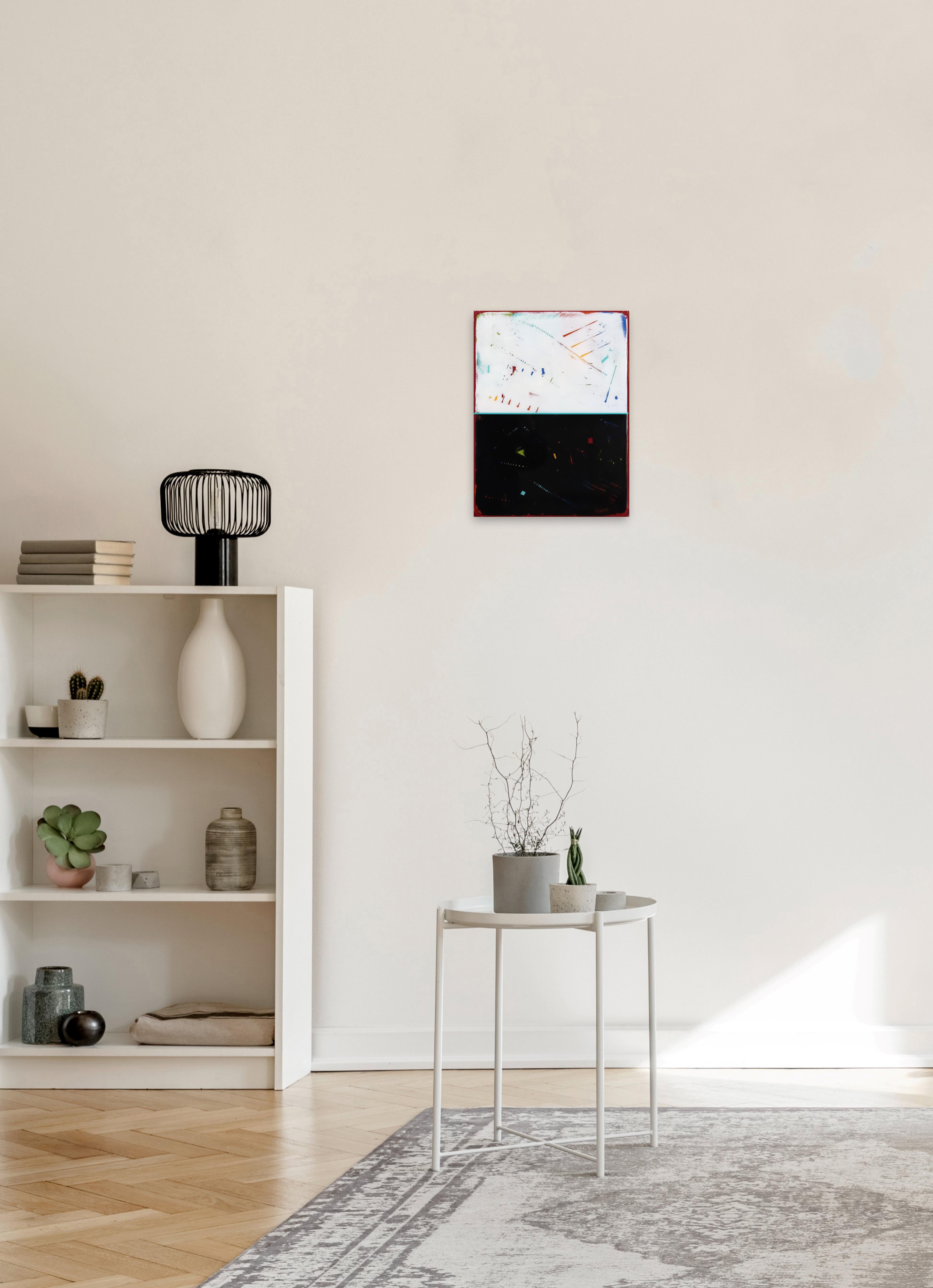 The Window 254 – Modernes minimalistisches zweifarbiges Kunstwerk aus schwarzem und weißem Harz im Angebot 2