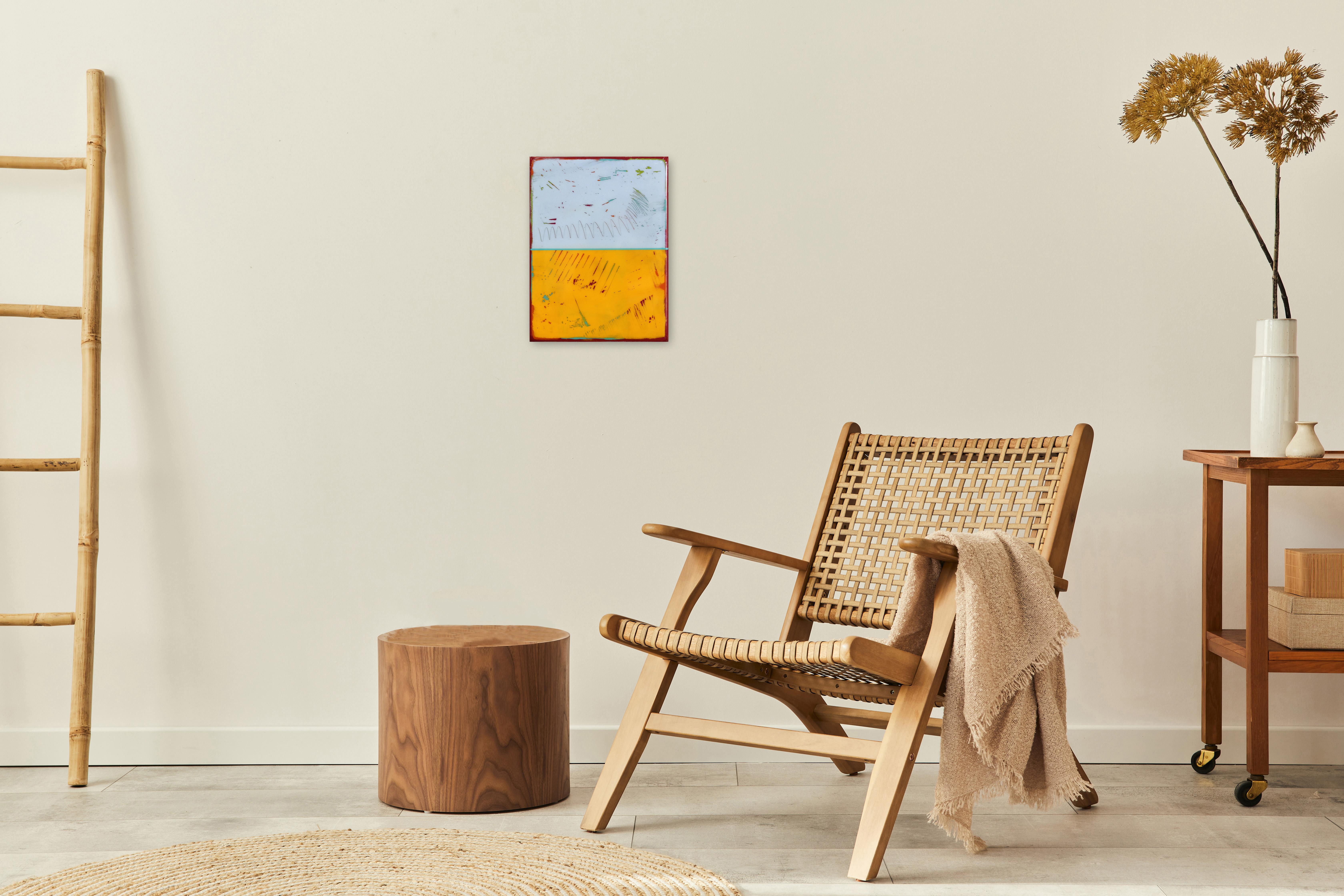 The Window 271 - Modern Minimalist Two Tone Yellow Resin Artwork For Sale 3