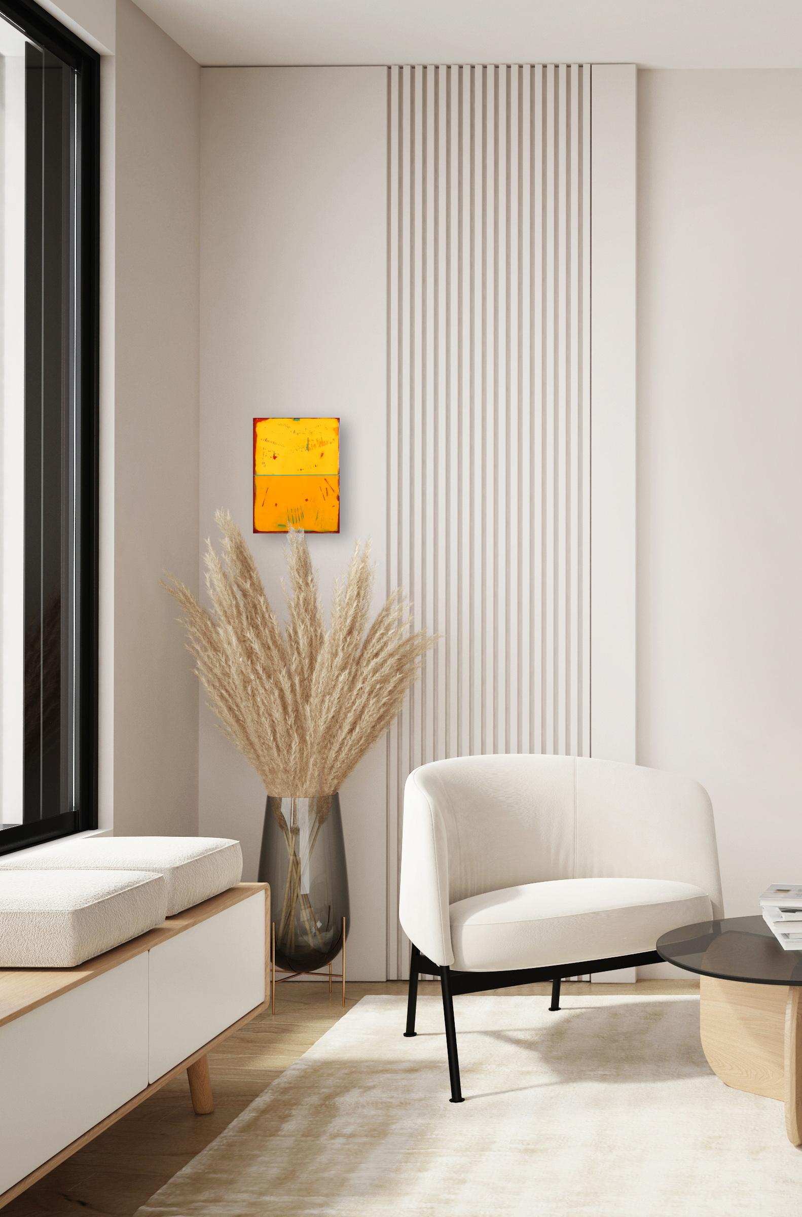 The Window 275 - Modern Minimalist Warm Orange Yellow Resin Artwork For Sale 5