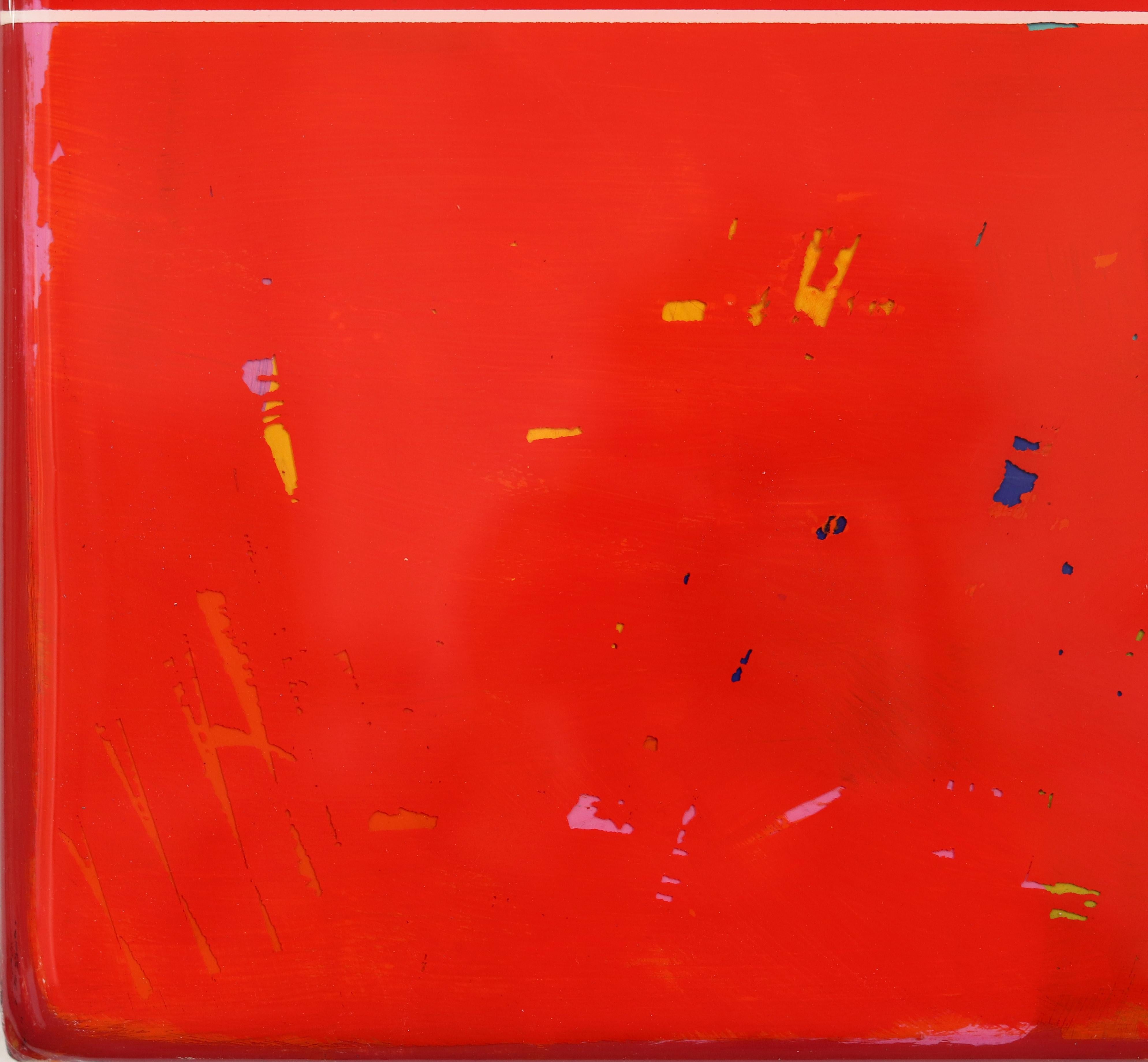 The Window 277 - Modern Minimalist Red Two Tone Resin Artwork For Sale 4
