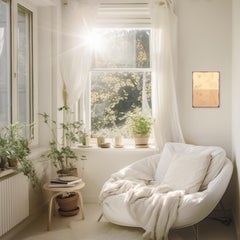 The Window 317, œuvre d'art minimaliste moderne en résine beige