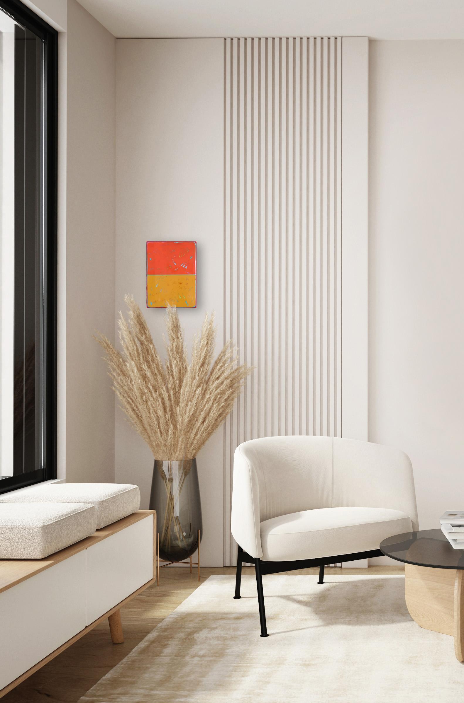 La Ventana 321 - Obra de Arte Minimalista Moderna de Resina Naranja y Amarilla - Mixed Media Art Moderno de Ricky Hunt