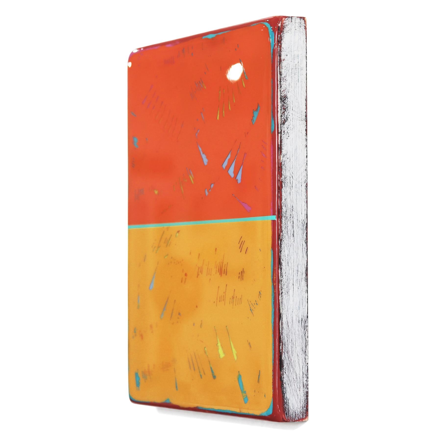 La Ventana 321 - Obra de Arte Minimalista Moderna de Resina Naranja y Amarilla 1
