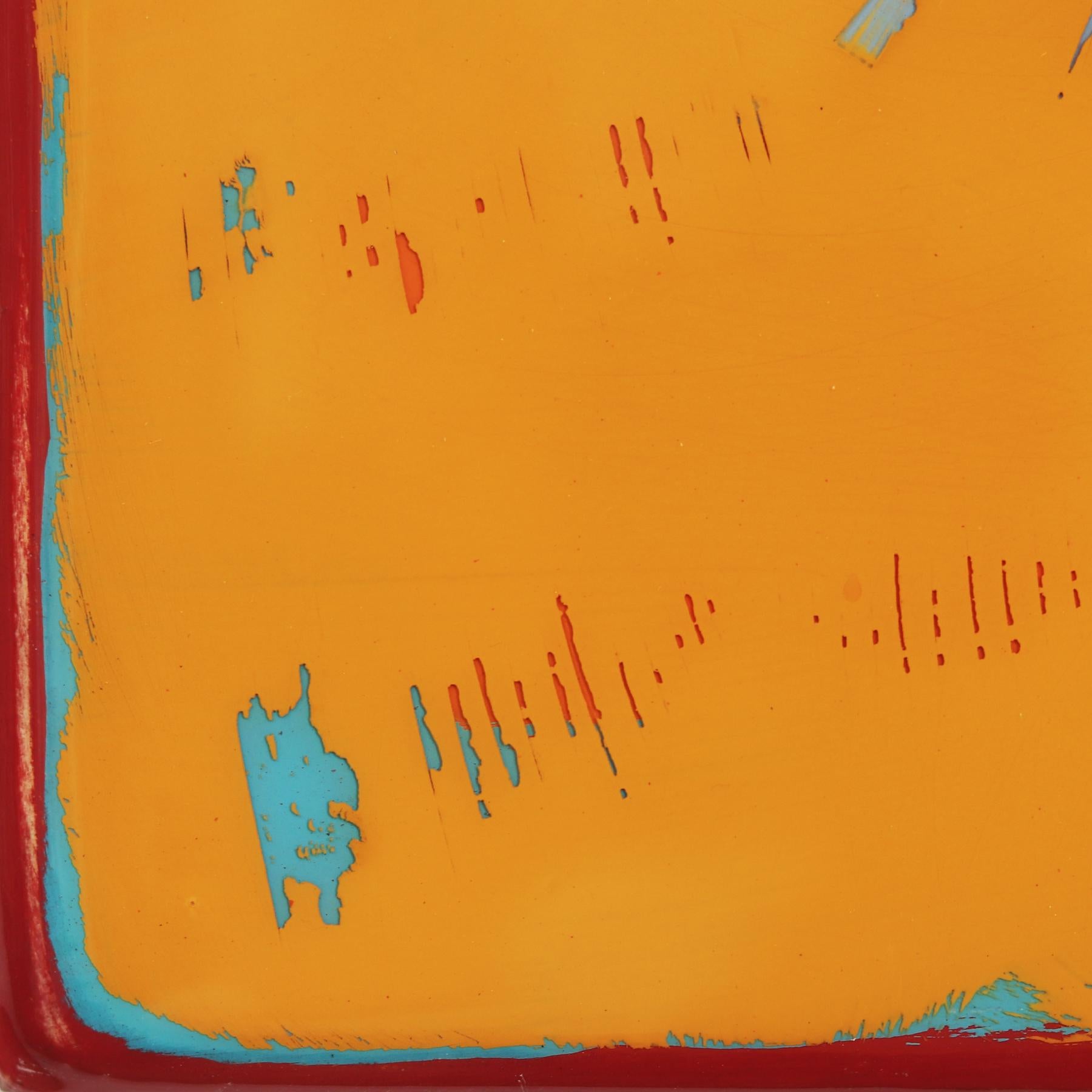 La Ventana 321 - Obra de Arte Minimalista Moderna de Resina Naranja y Amarilla 2