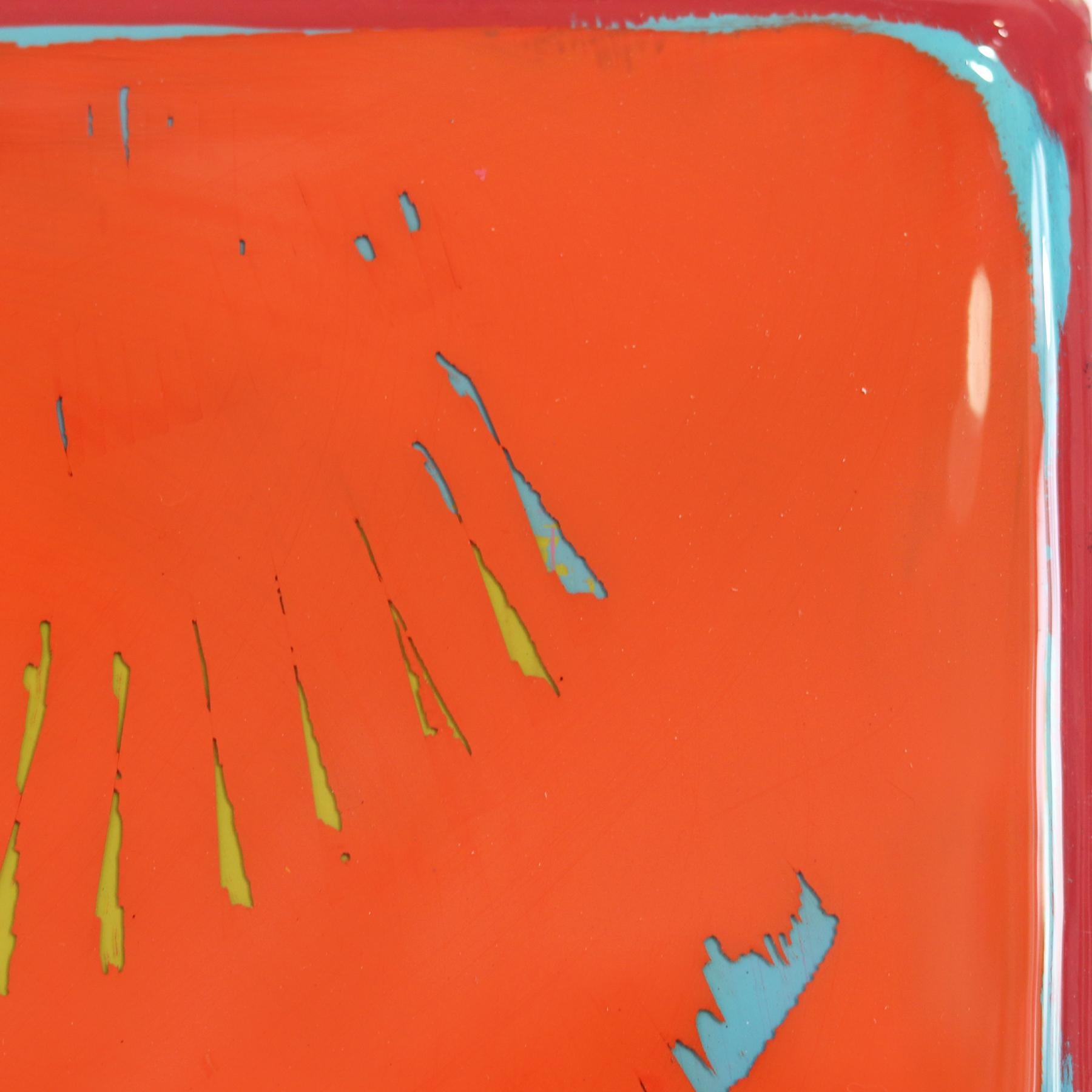 La Ventana 321 - Obra de Arte Minimalista Moderna de Resina Naranja y Amarilla 4