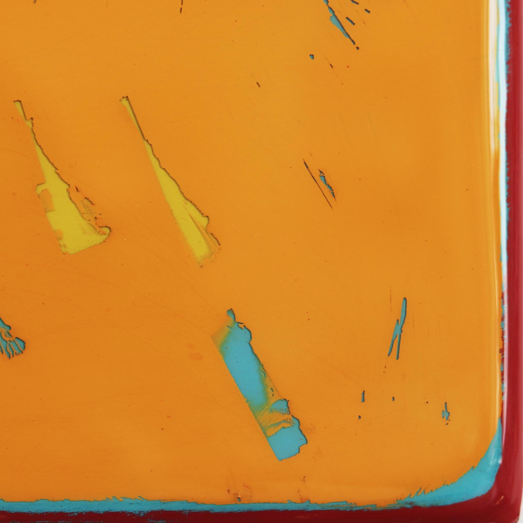 La Ventana 321 - Obra de Arte Minimalista Moderna de Resina Naranja y Amarilla 5