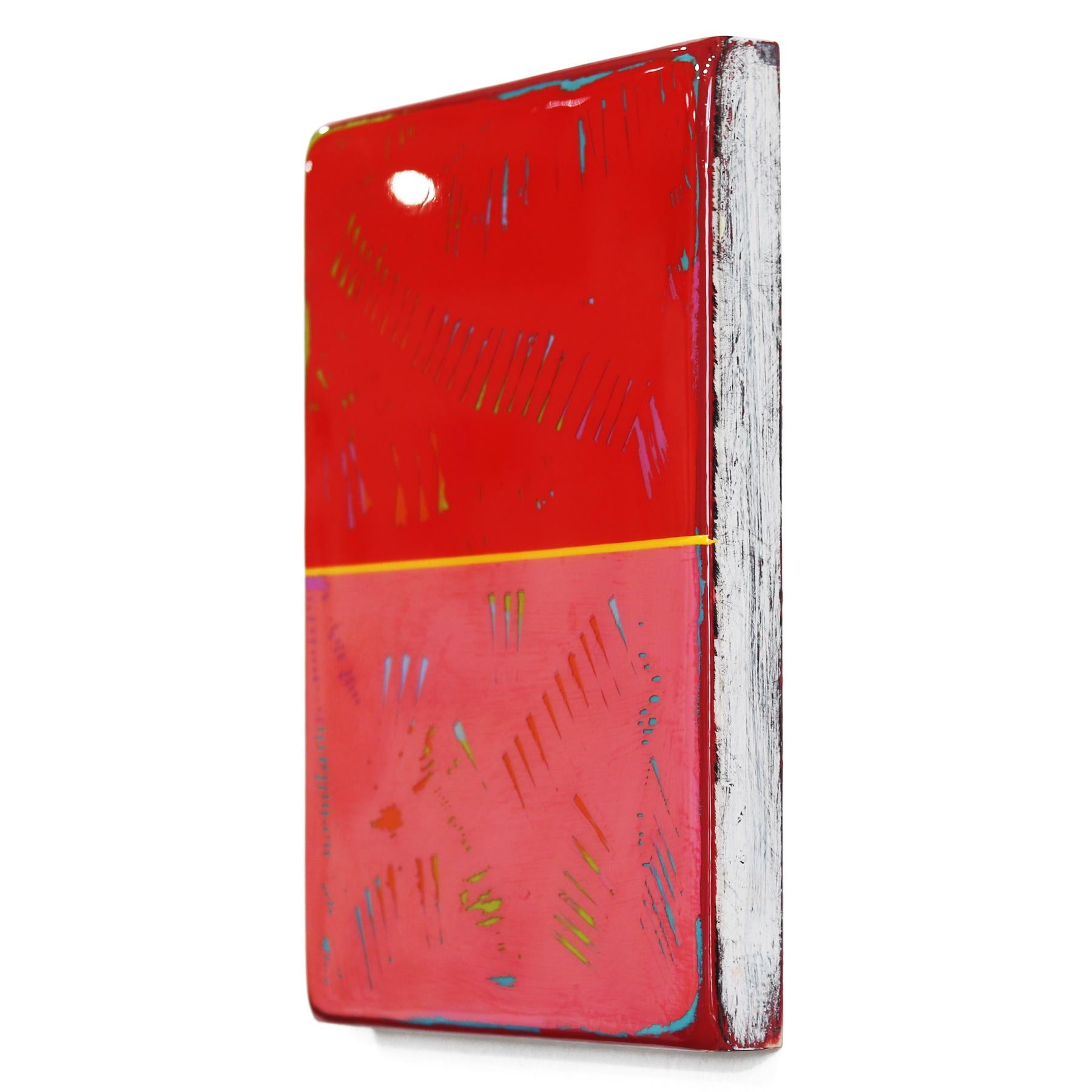 La finestra 323 - Opera d'arte moderna minimalista in resina rossa - Abstract Painting Rosso di Ricky Hunt