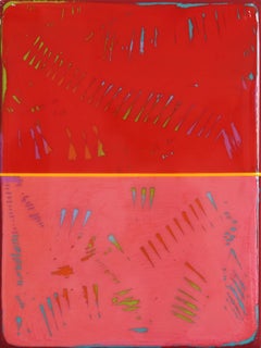 La finestra 323 - Opera d'arte moderna minimalista in resina rossa