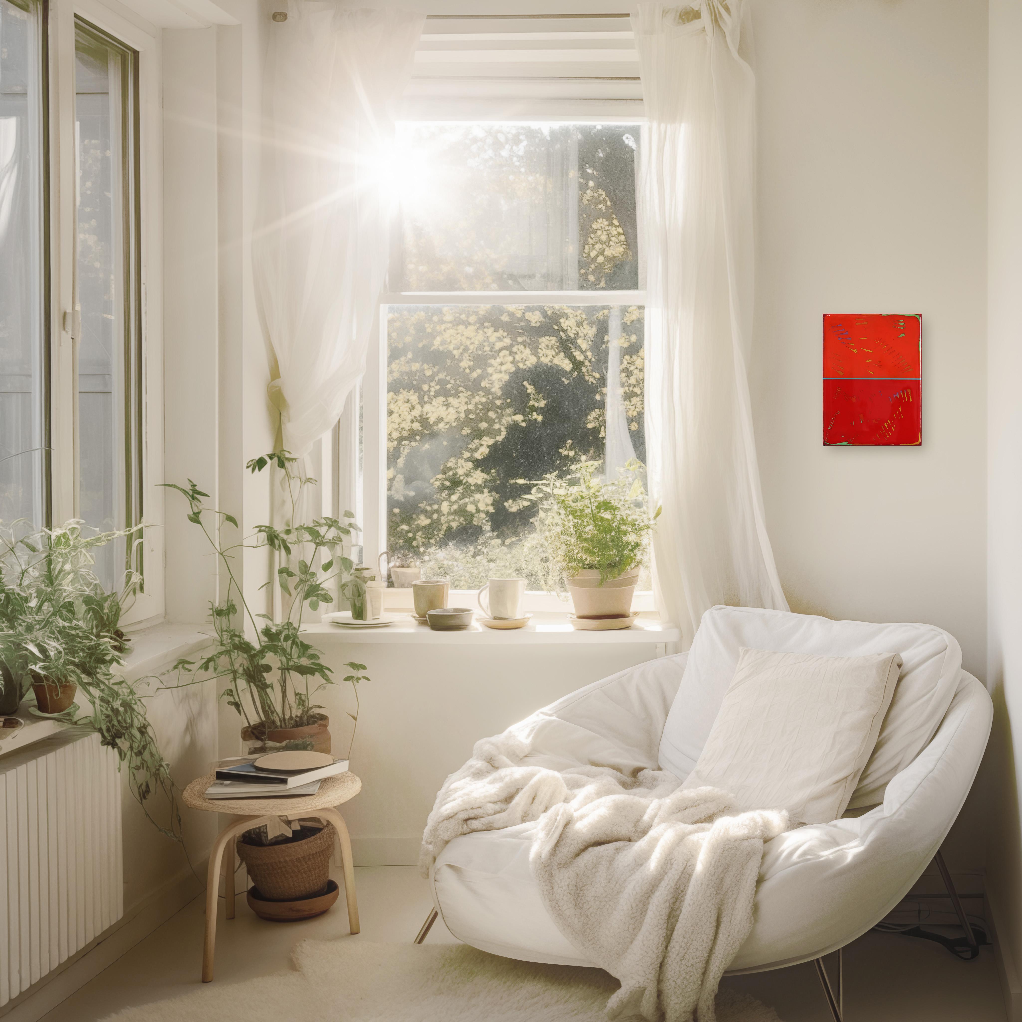 La Ventana 326 - Obra de Arte Minimalista Moderna de Resina Roja 1