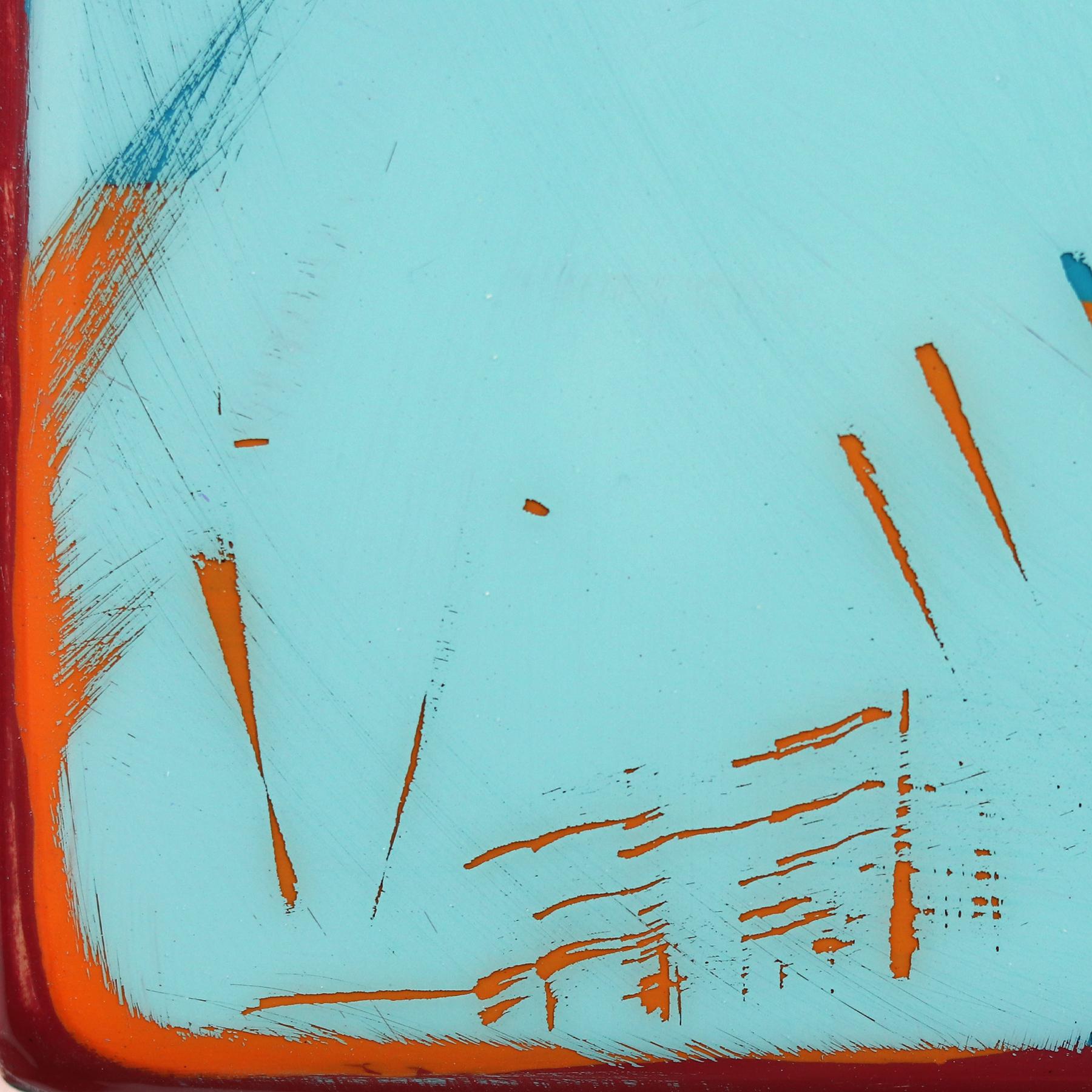 La ventana 329 - Obra de arte minimalista moderna de resina en dos tonos de azul en venta 2