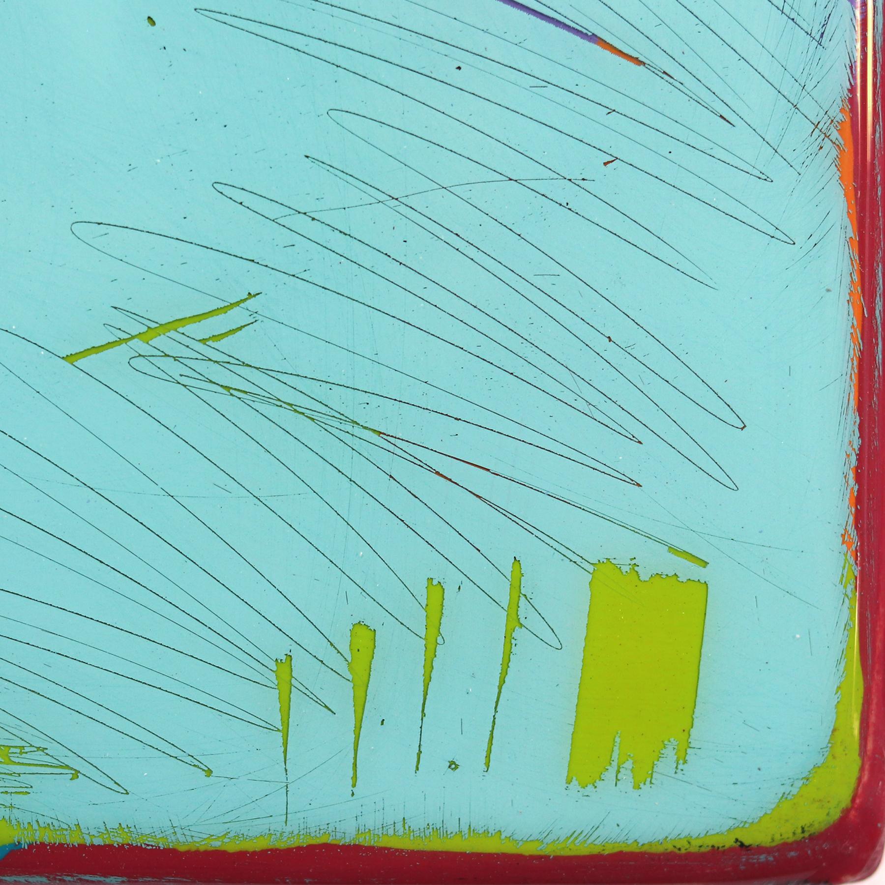 La ventana 329 - Obra de arte minimalista moderna de resina en dos tonos de azul en venta 3