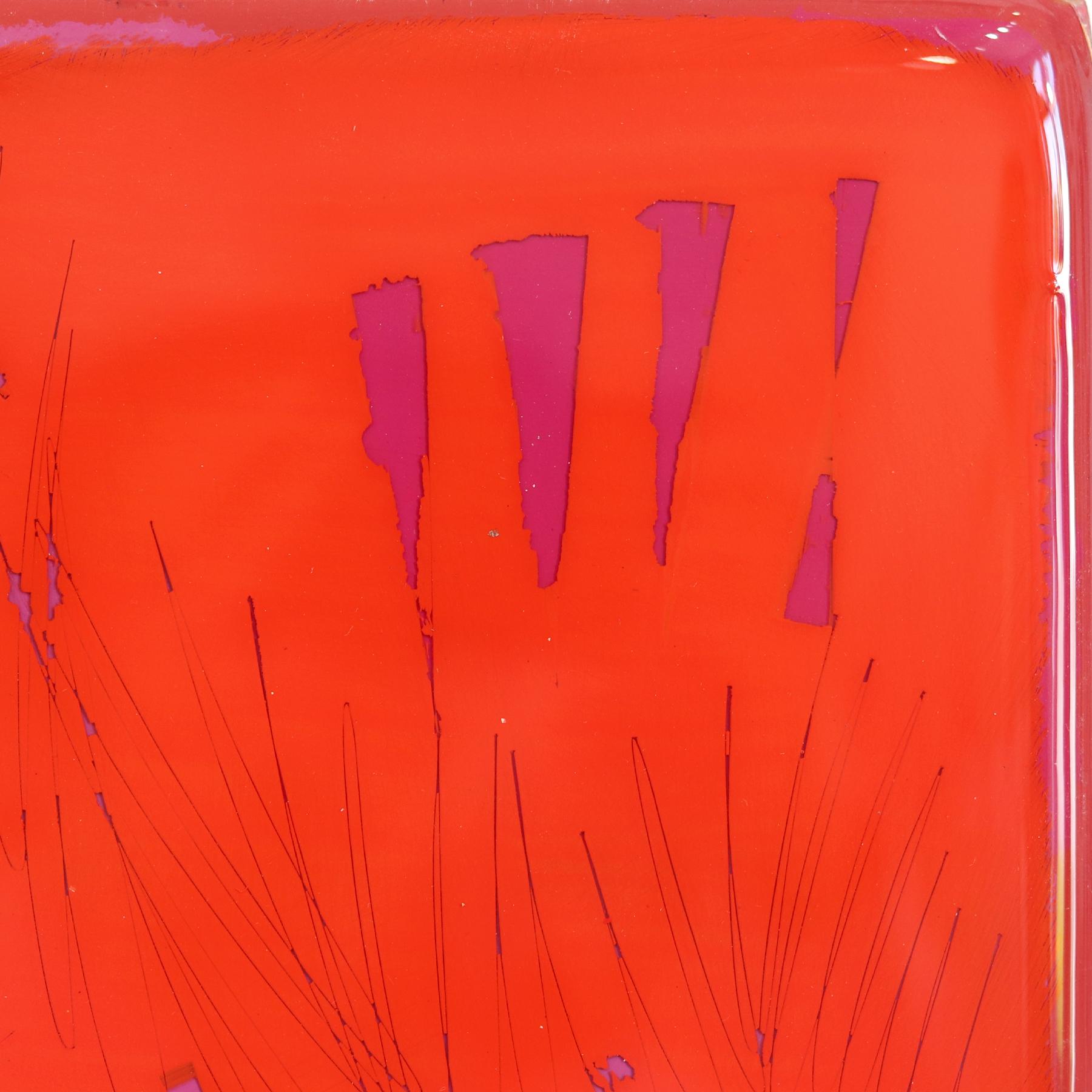 Ricky Hunt’s mixed media minimalist wall art is influenced by his tumultuous past that led to a paradigm shift in creativity and life. He covers the wood panel with layers of acrylic paint, removing some layers in the process to reveal the