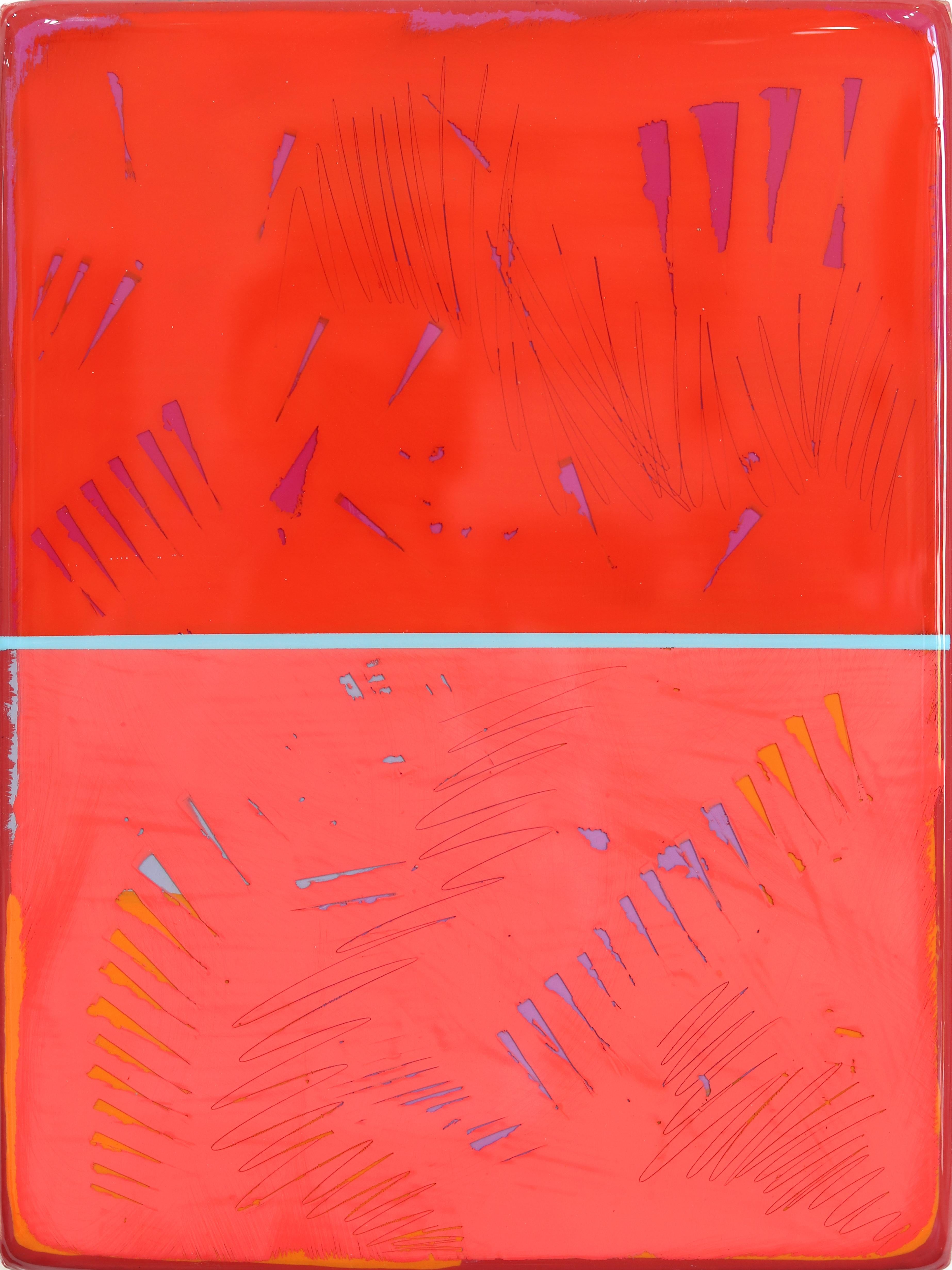 Ricky Hunt Abstract Painting – The Window 332 - Modern Resin Minimalist Vibrant Red Color Field Abstract Art