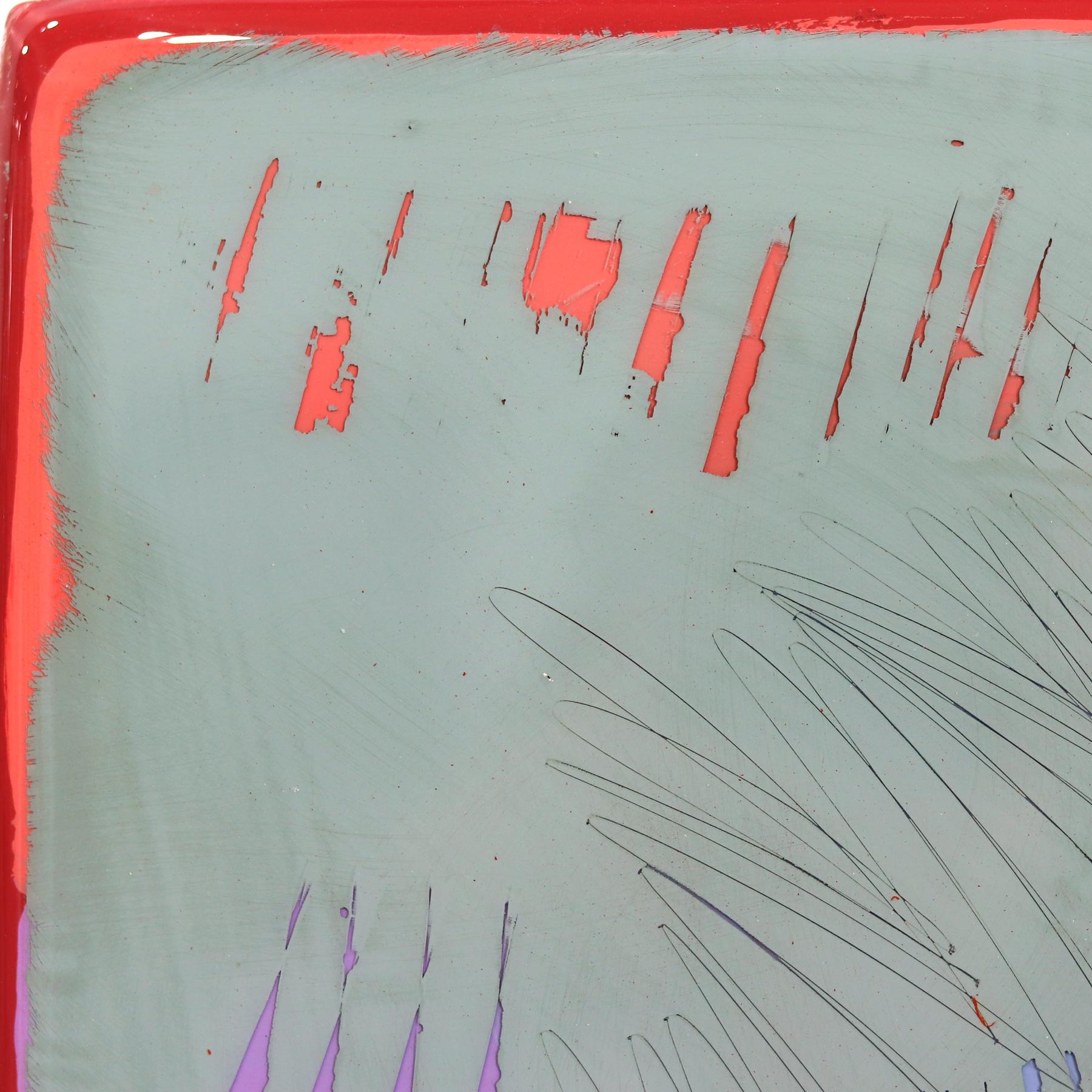 The Window 333 - Modern Resin Minimalist Red Two Tone Color Field Abstract Art For Sale 1