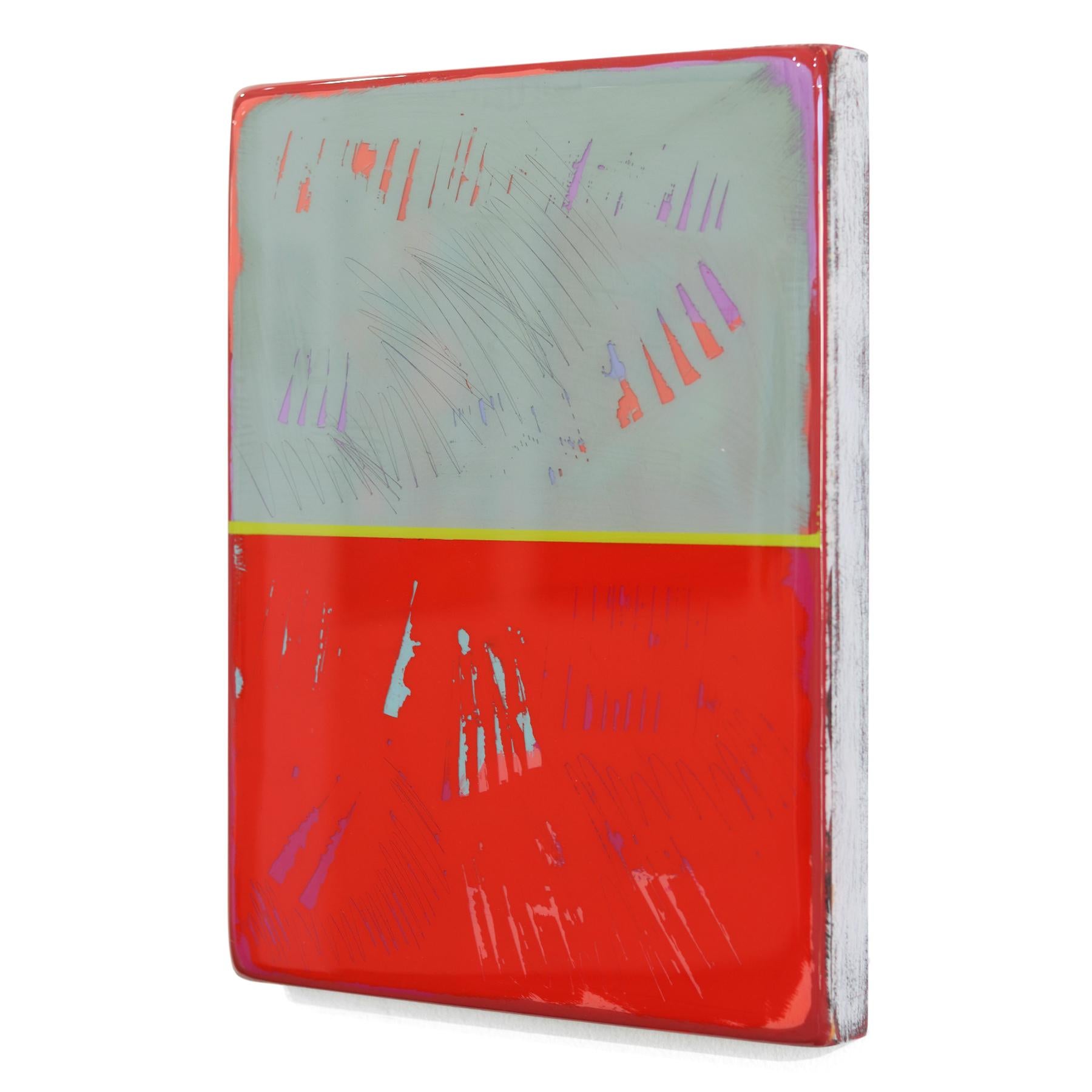 The Window 333 - Modern Resin Minimalist Red Two Tone Color Field Abstract Art For Sale 2