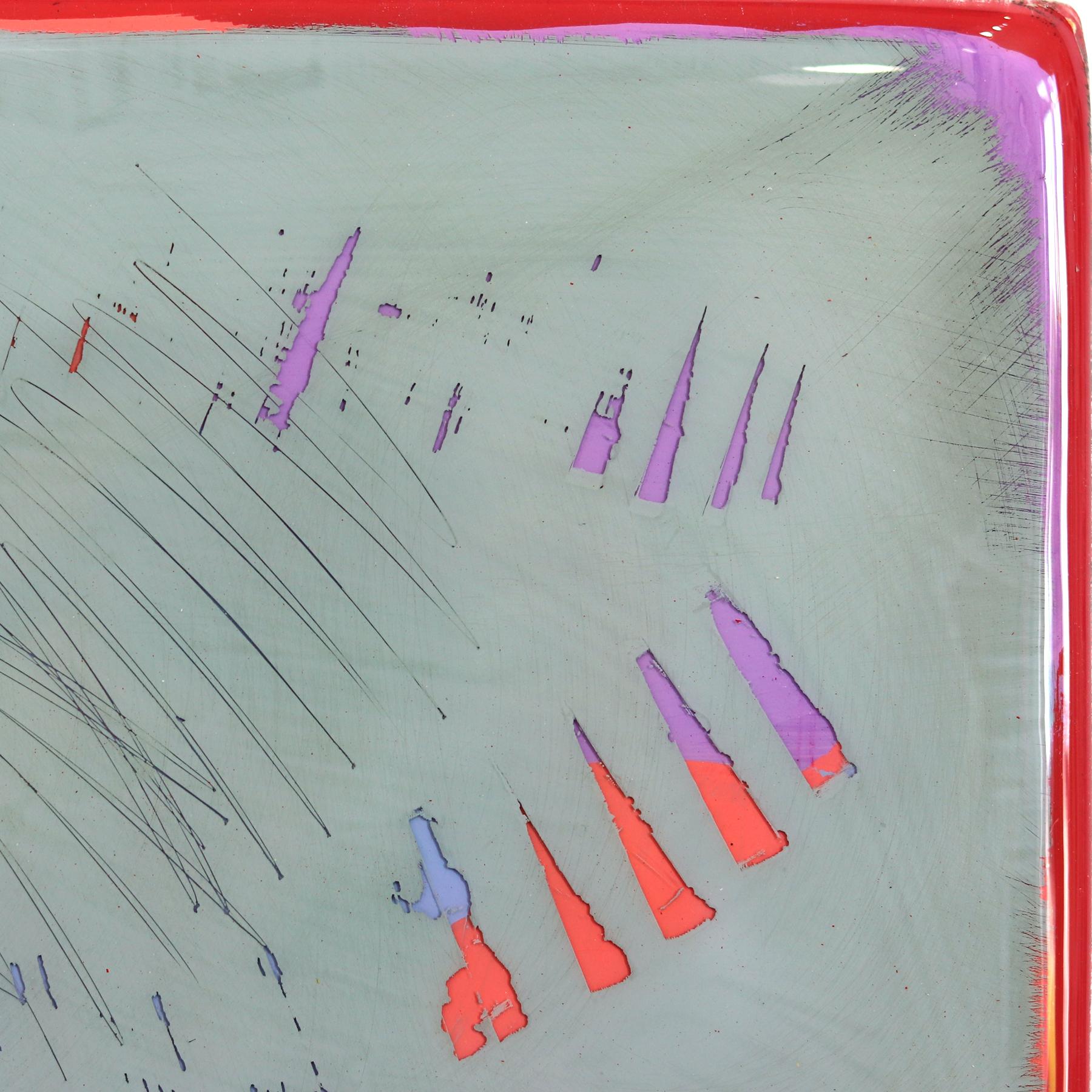 The Window 333 - Modern Resin Minimalist Red Two Tone Color Field Abstract Art For Sale 3