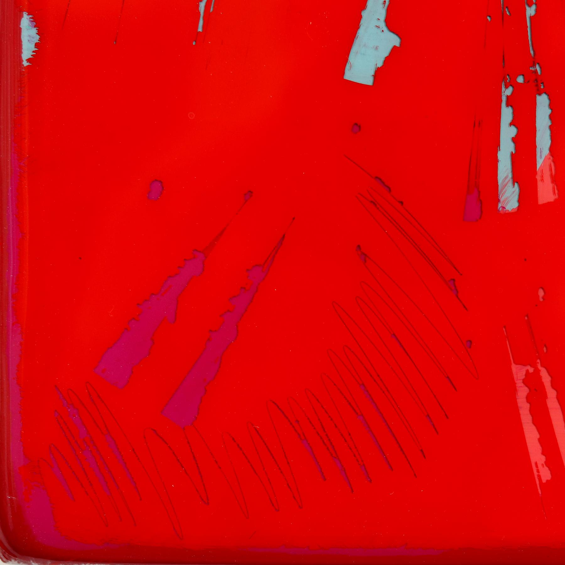 The Window 333 - Modern Resin Minimalist Red Two Tone Color Field Abstract Art For Sale 5