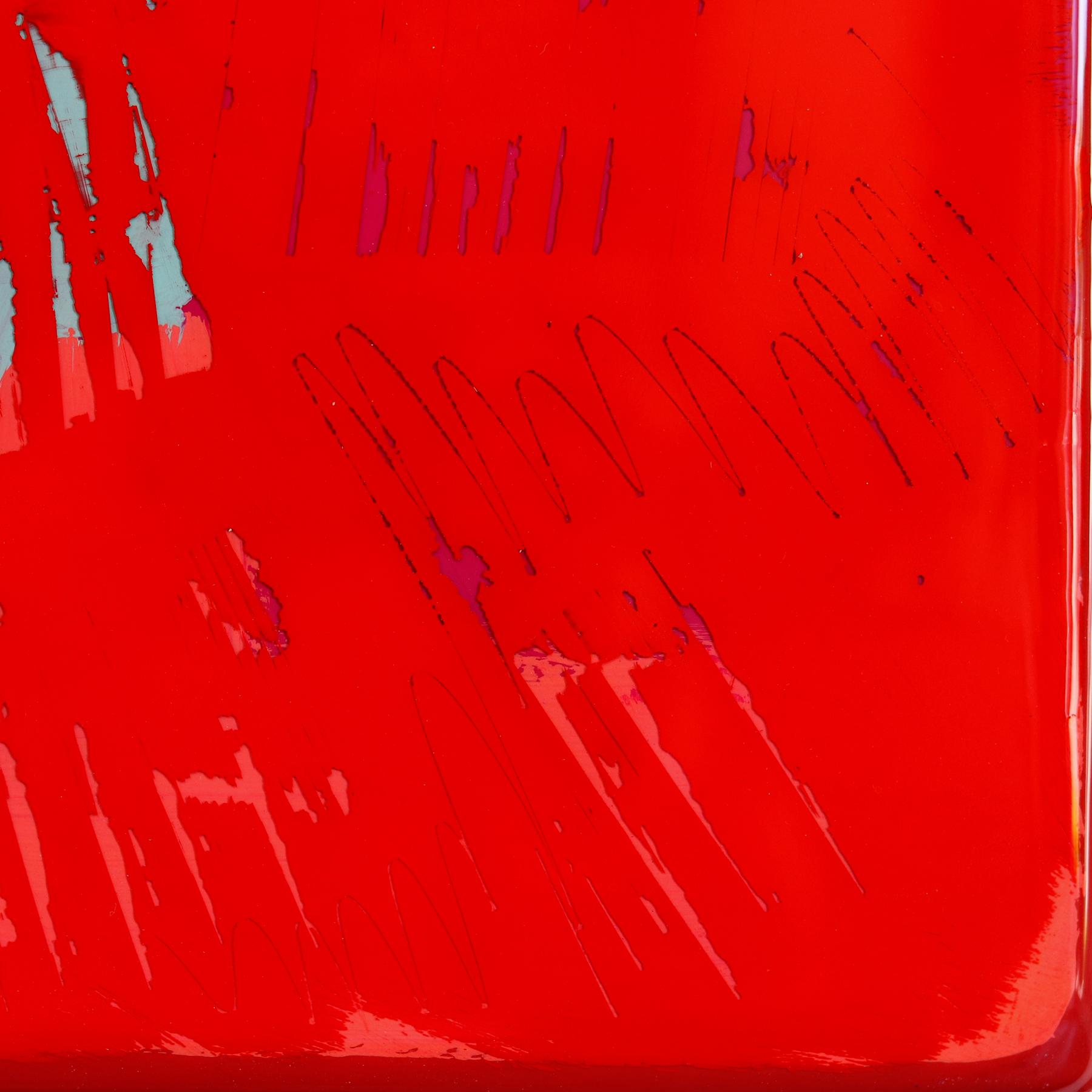 The Window 333 - Modern Resin Minimalist Red Two Tone Color Field Abstract Art For Sale 6