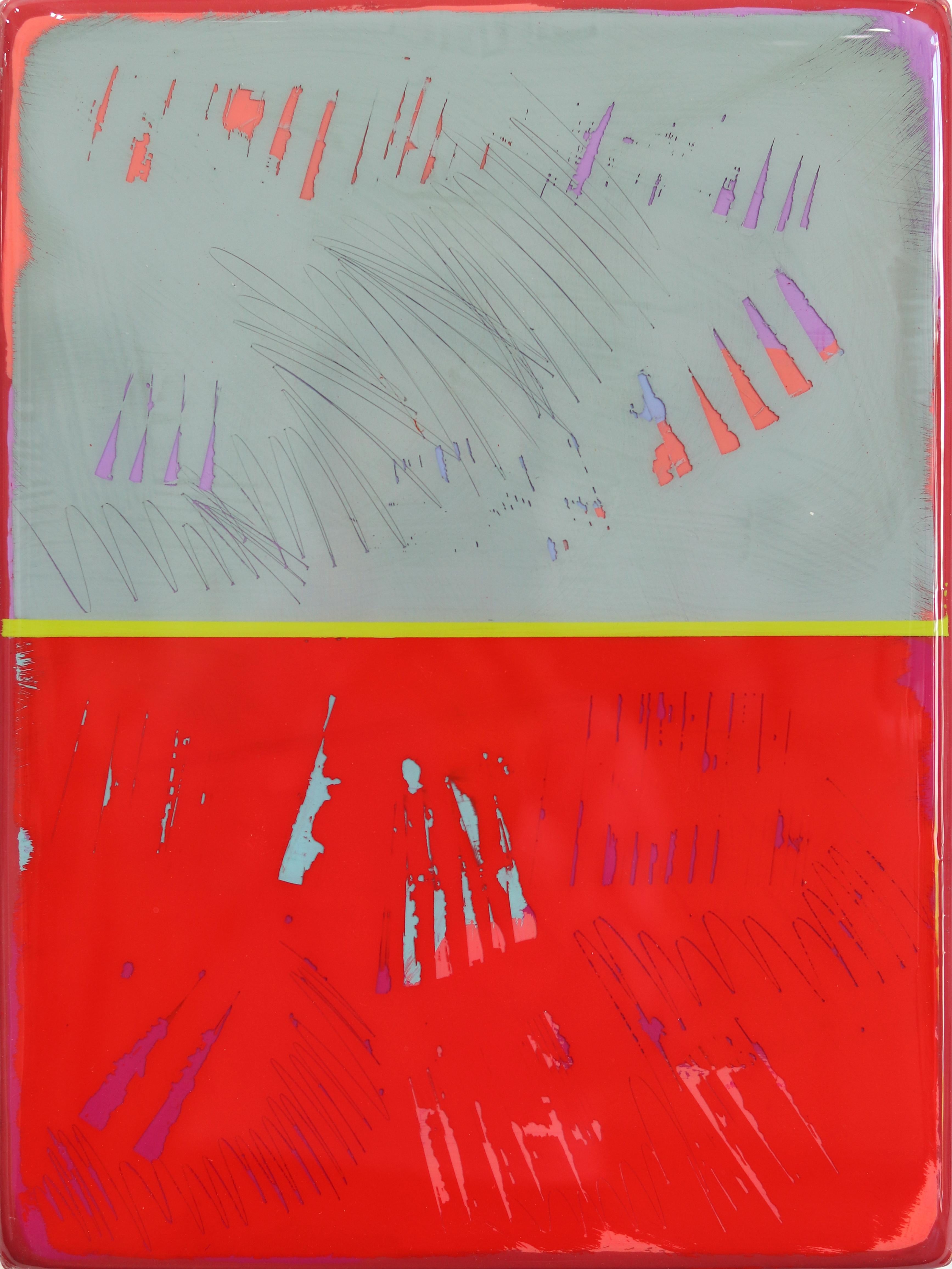 The Window 333 - Modern Resin Minimalist Red Two Tone Color Field Abstract Art - Mixed Media Art by Ricky Hunt