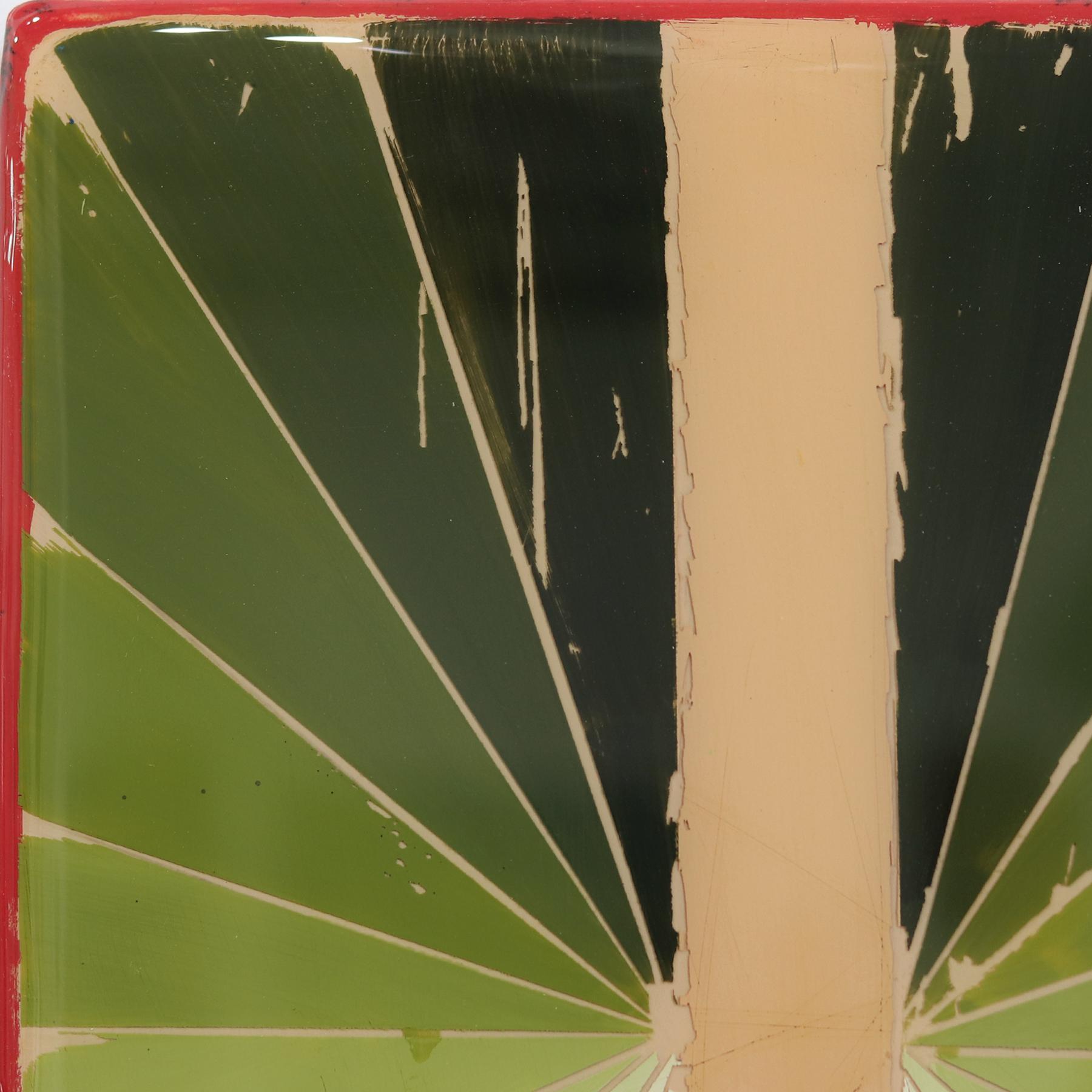 The Window 336 - Modern Resin Minimalist Green Tone Gradient Abstract Art For Sale 1