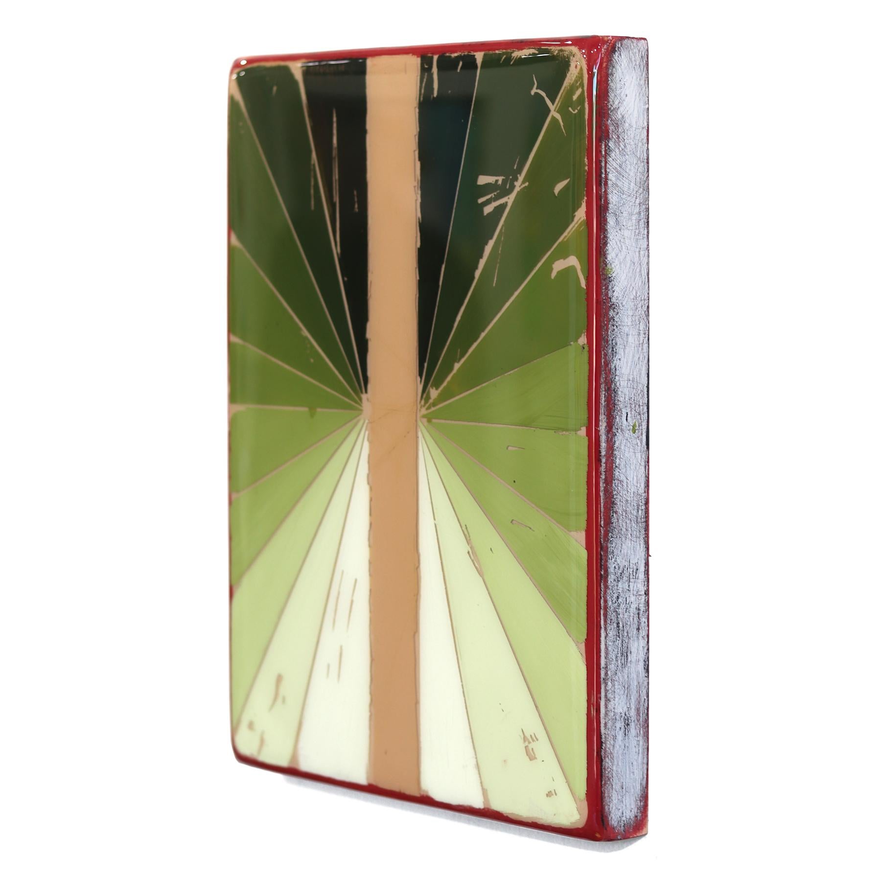 The Window 336 - Modern Resin Minimalist Green Tone Gradient Abstract Art For Sale 2