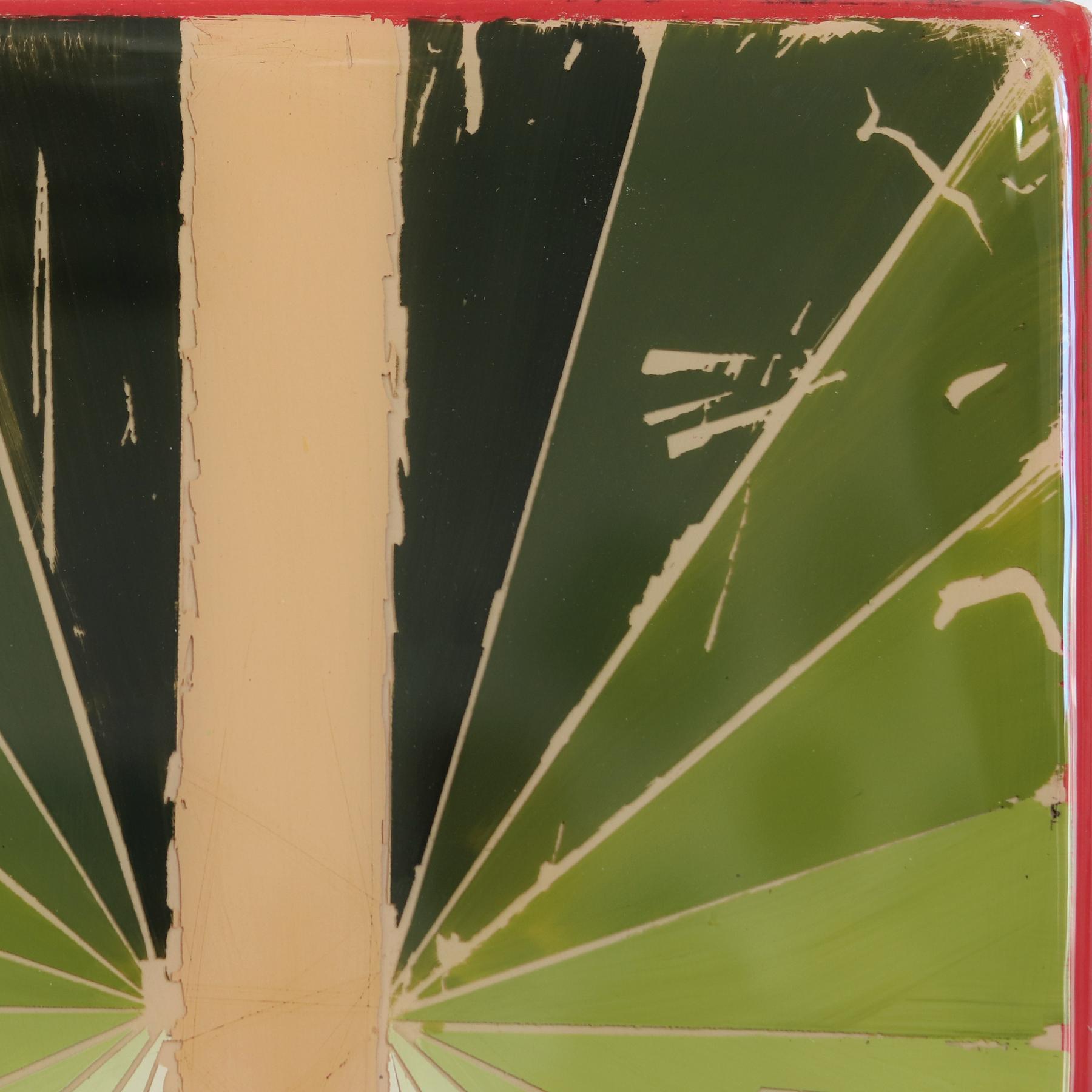 The Window 336 - Modern Resin Minimalist Green Tone Gradient Abstract Art For Sale 3