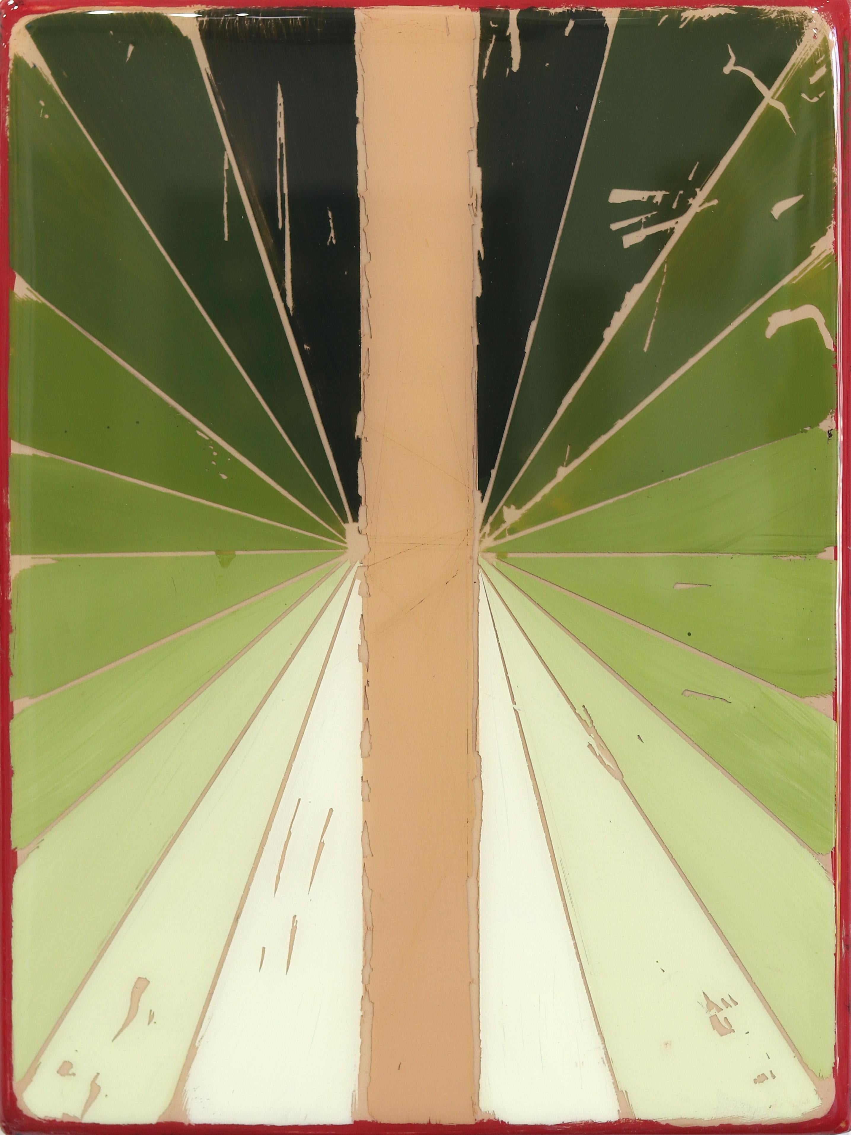 The Window 336 - Modern Resin Minimalist Green Tone Gradient Abstract Art - Mixed Media Art by Ricky Hunt