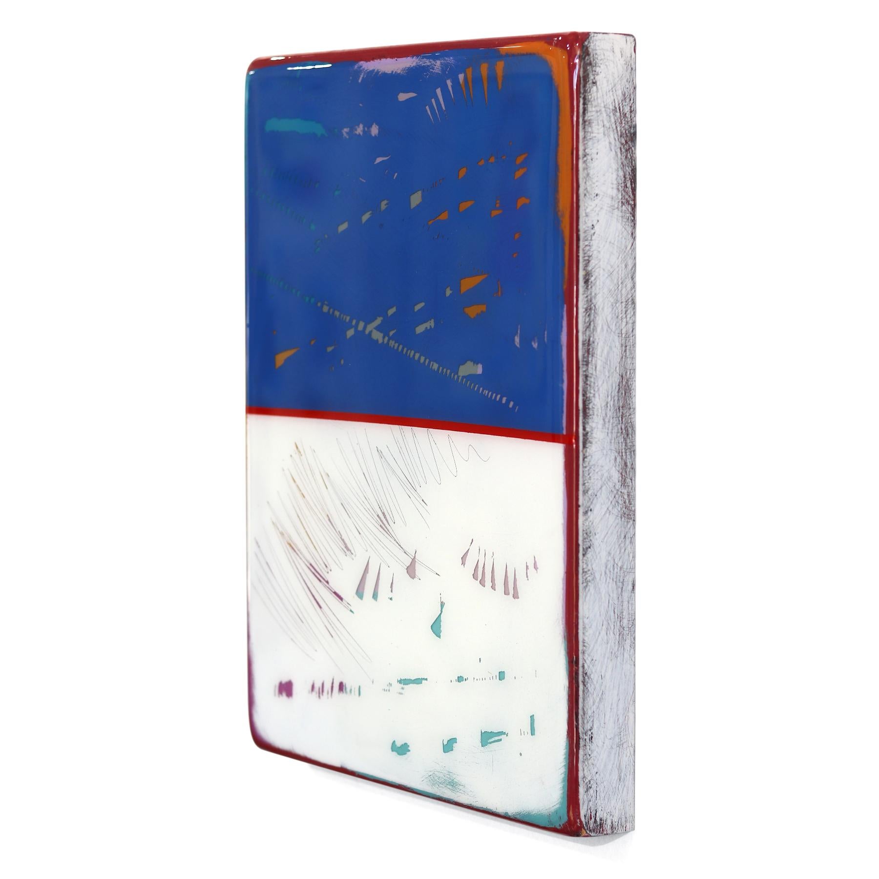 The Window 338 - Modern Resin Minimalist Blue Two Tone Color Field Abstract Art For Sale 2